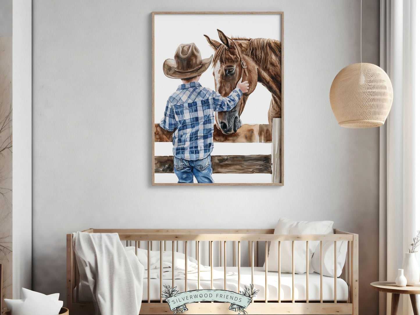 Cowboy Nursery Print, Cowboy Nursery Decor, Baby Boy Western Nursery Decor,Little Boy Cowboy Hat Horse Riding Nursery Wall Art Digital Print