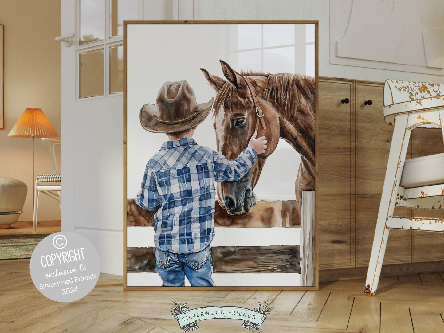 Cowboy Nursery Print, Cowboy Nursery Decor, Baby Boy Western Nursery Decor,Little Boy Cowboy Hat Horse Riding Nursery Wall Art Digital Print