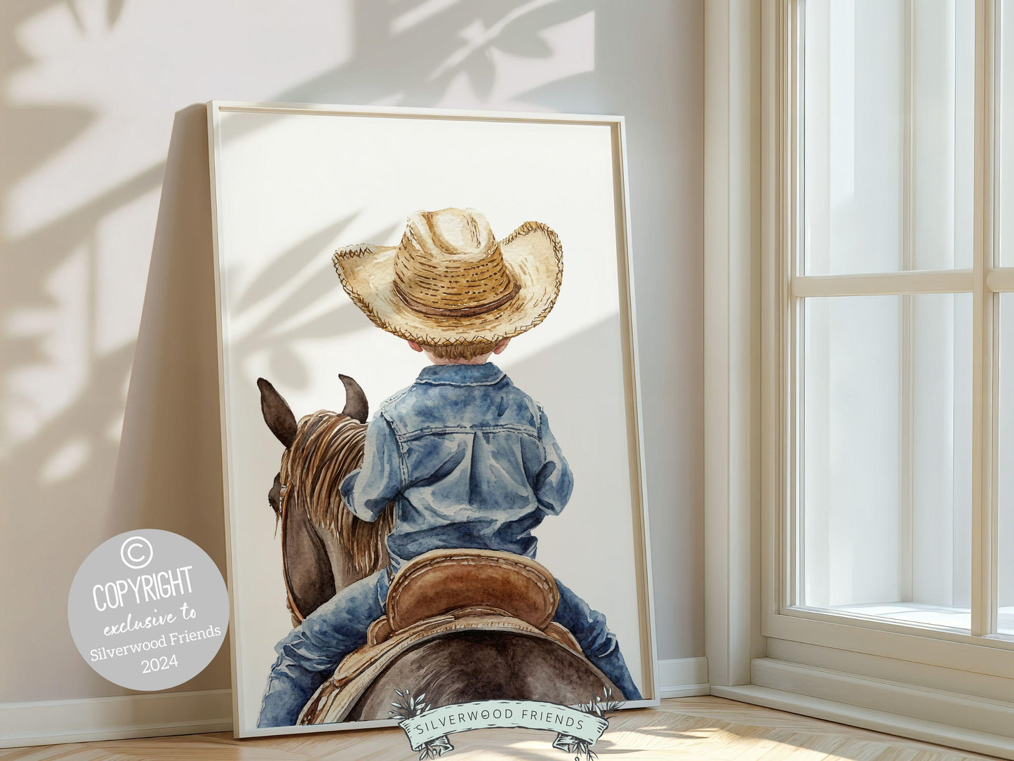Cowboy Nursery Print, Cowboy Nursery Decor, Baby Boy Western Nursery Decor,Little Boy Cowboy Hat Horse Riding Nursery Wall Art Digital Print
