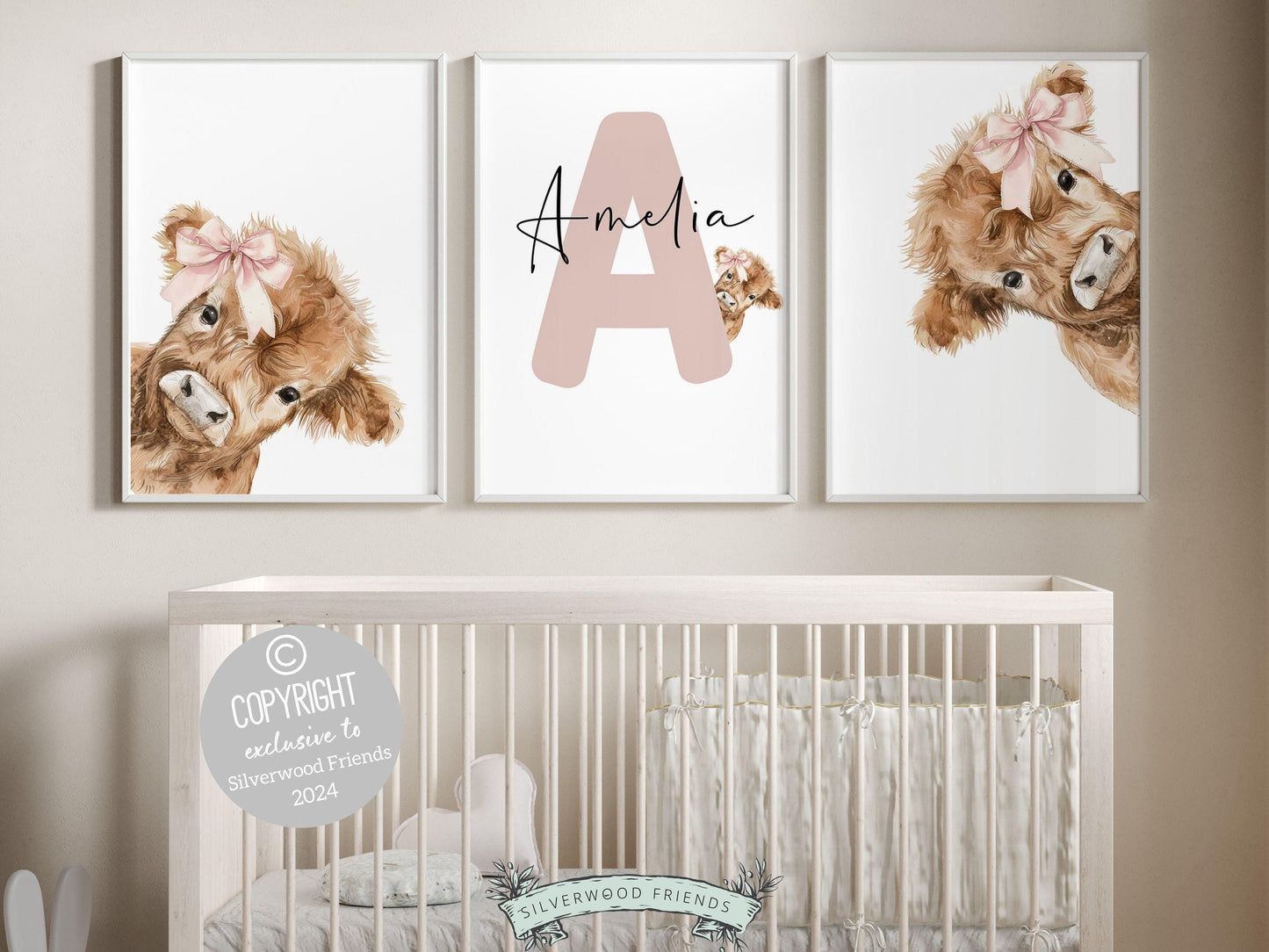 Peeking Highland Cow Nursery Print, Highland Cow Nursery Decor, Highland Cow Gift Kids Farm Bedroom Wall Decor, Watercolor Cow Digital Print