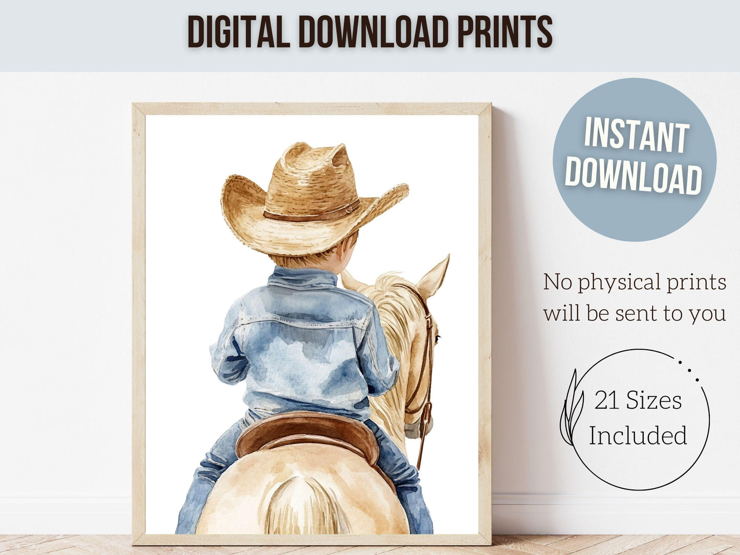 Cowboy Nursery Print, Cowboy Nursery Decor, Baby Boys Western Nursery Decor, Little Boy Cowboy Horse Riding Nursery Wall Art Digital Print