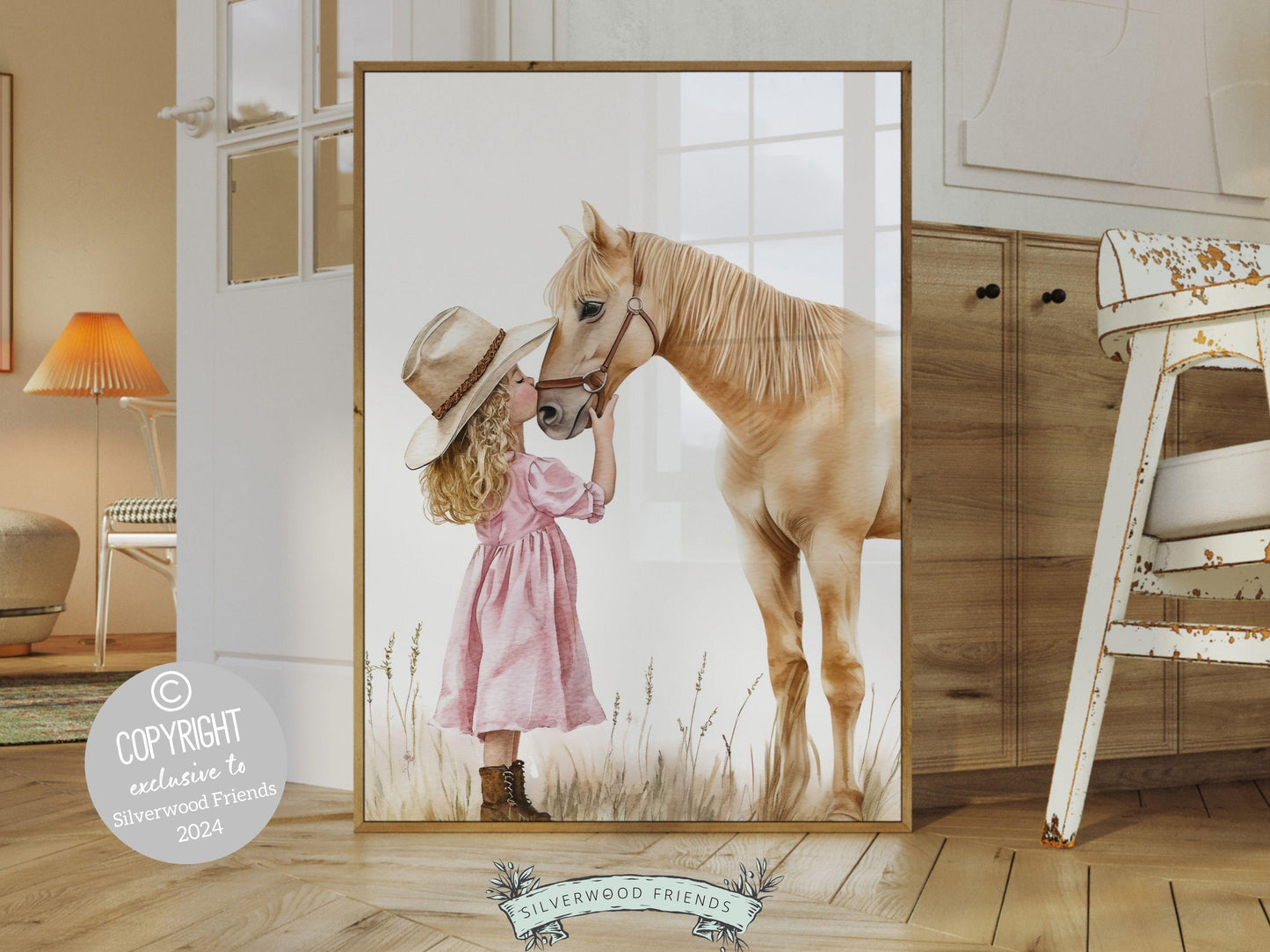 Horse Print, Cowgirl Nursery Print, Cowgirl Nursery Decor, Baby Girl Western Nursery Decor, Girls Room Pink Horse Wall Art Digital Print