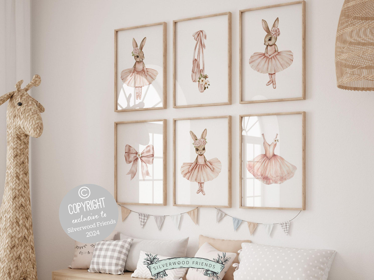 Ballerina Nursery Prints, Girls Pink Ballerina Bunny Nursery Decor, Ballerina Poster Nursery Wall Art, Ballet Bedroom Decor Digital Prints