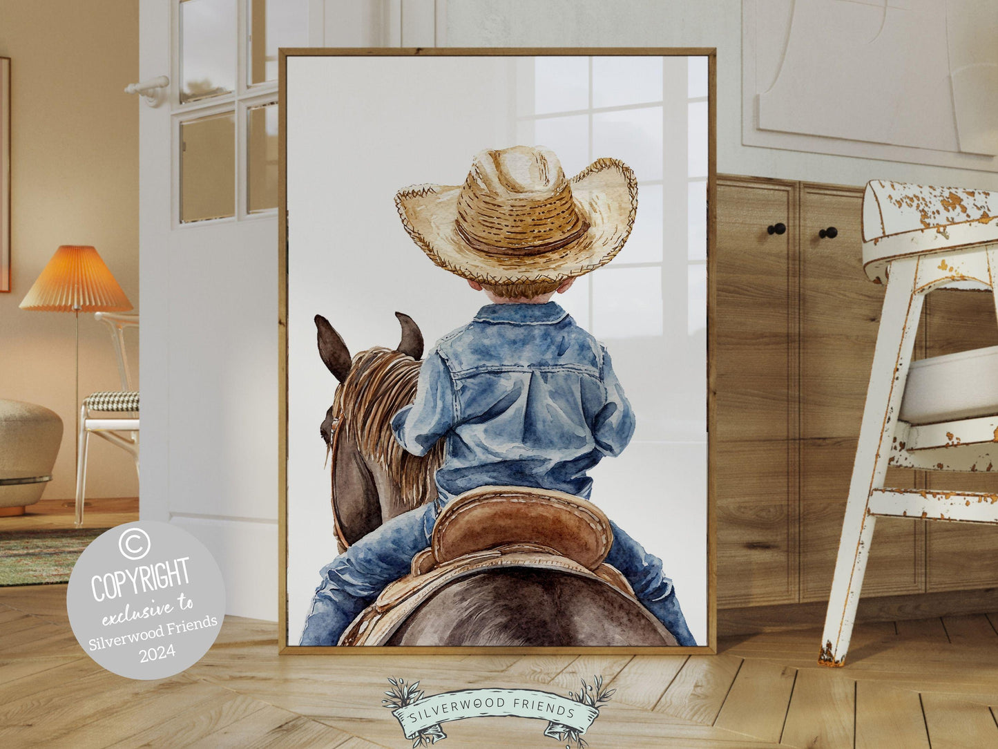 Cowboy Nursery Print, Cowboy Nursery Decor, Baby Boy Western Nursery Decor,Little Boy Cowboy Hat Horse Riding Nursery Wall Art Digital Print