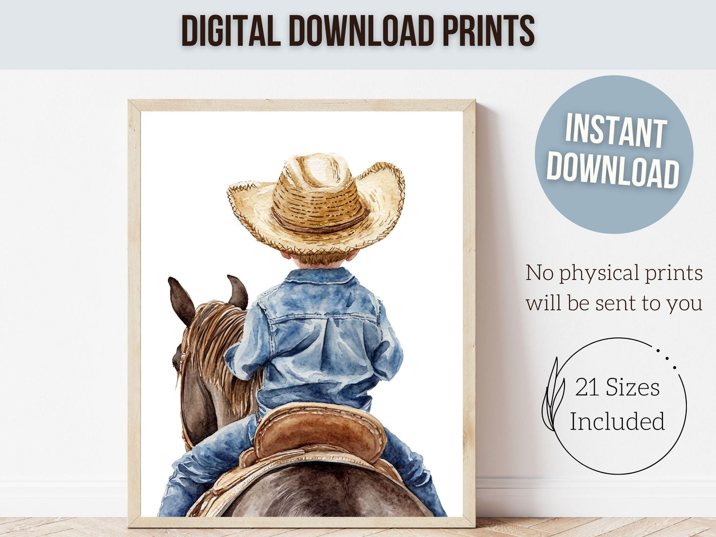 Cowboy Nursery Print, Cowboy Nursery Decor, Baby Boy Western Nursery Decor,Little Boy Cowboy Hat Horse Riding Nursery Wall Art Digital Print