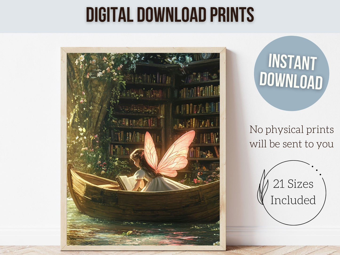 Whimsical Fairy Nursery Prints, Fairy Nursery Decor, Whimsical Woodland Fairytale Nursery Wall Art, Fairycore Book Room Decor Digital Prints