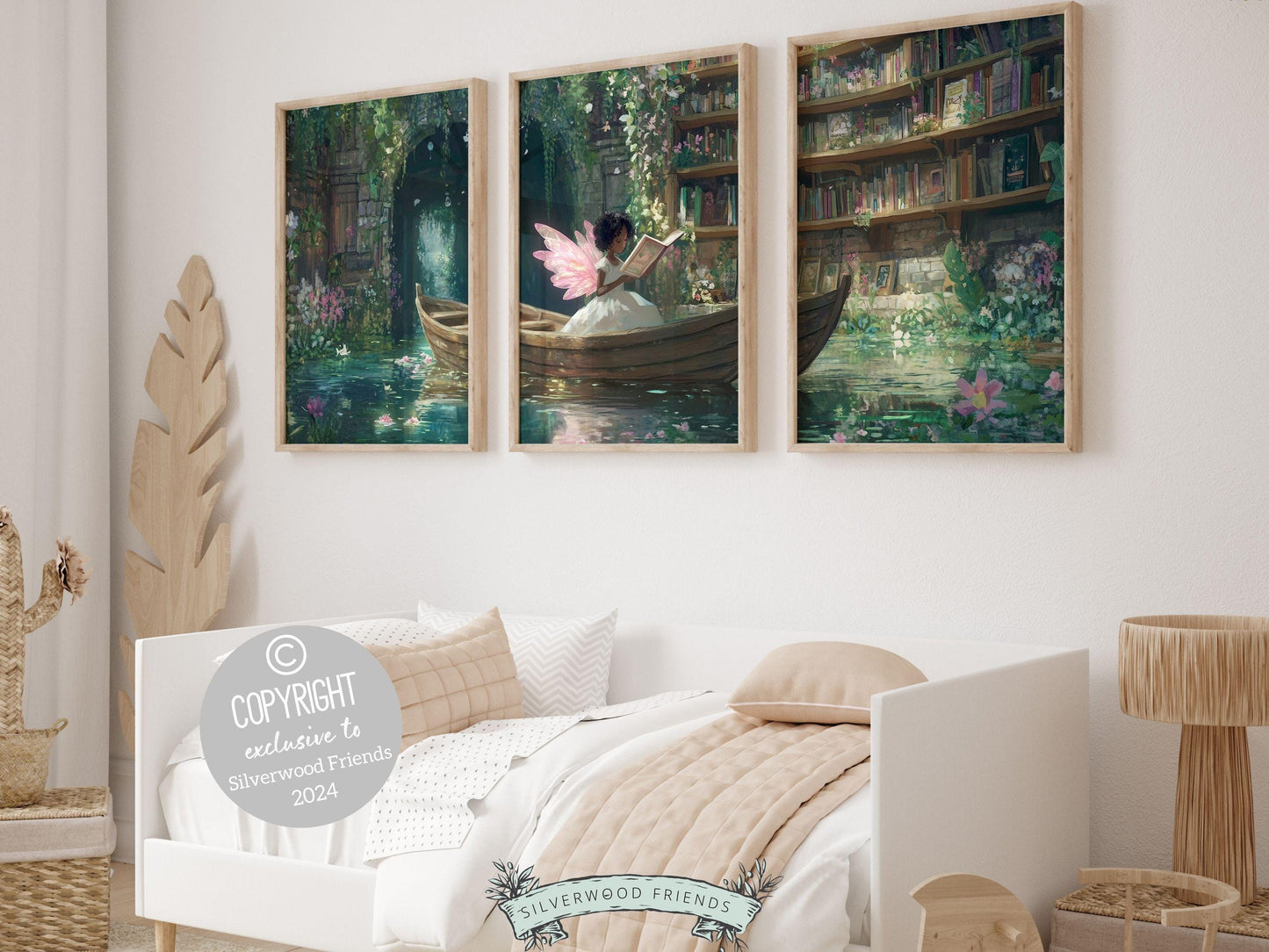 African American Fairy Nursery Print, Fairy Nursery Decor, Whimsical Woodland Fairytale Nursery Wall Art, Fairycore Room Decor Digital Print