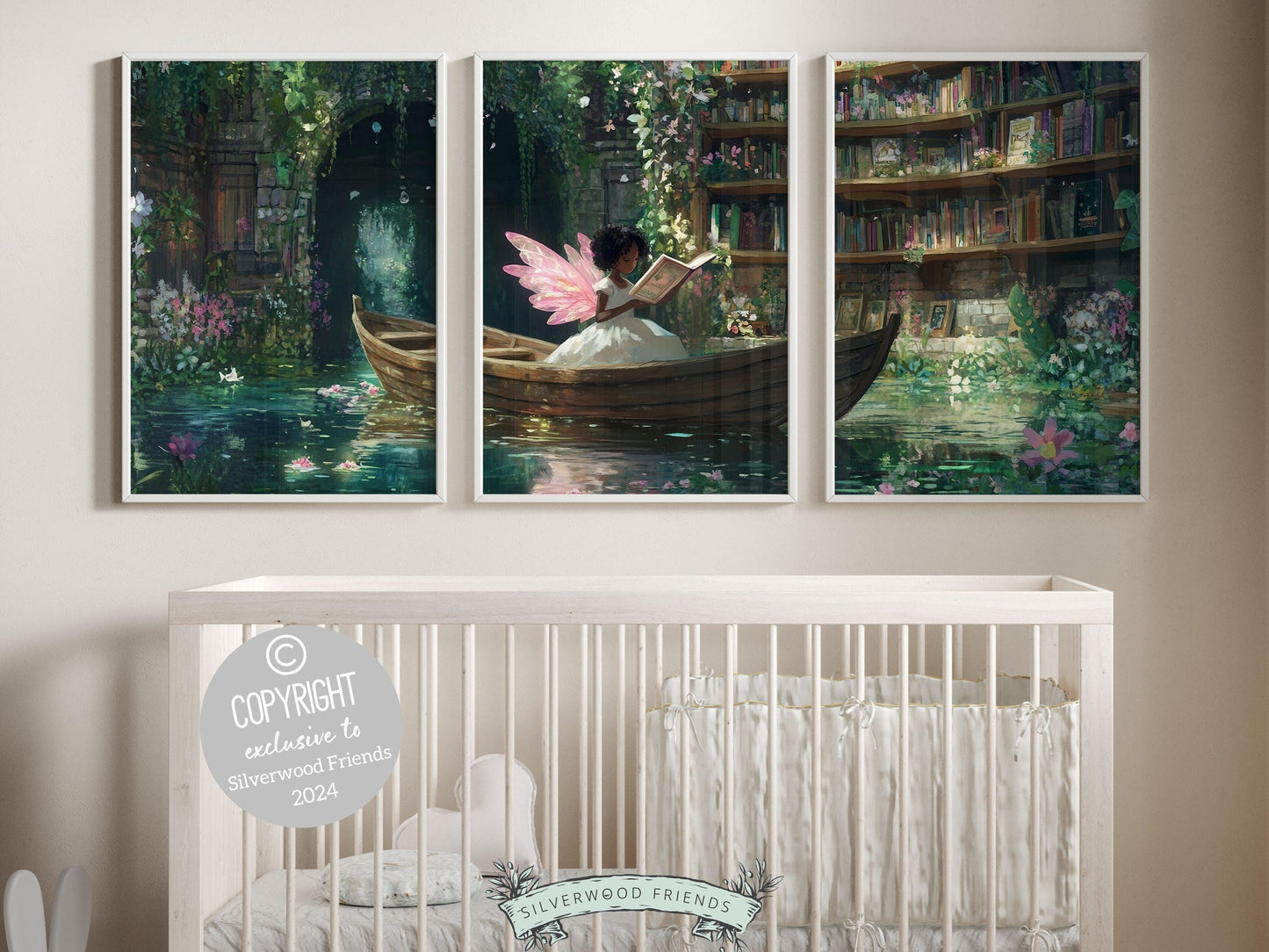 African American Fairy Nursery Print, Fairy Nursery Decor, Whimsical Woodland Fairytale Nursery Wall Art, Fairycore Room Decor Digital Print