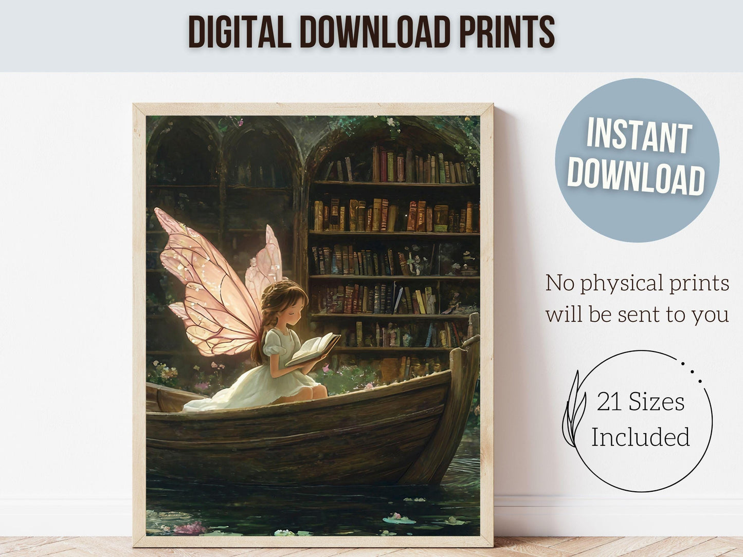 Fairy Nursery Prints, Fairy Nursery Decor, Whimsical Woodland Fairytale Nursery Wall Art, Fairycore Bookish Room Wall Decor Digital Prints