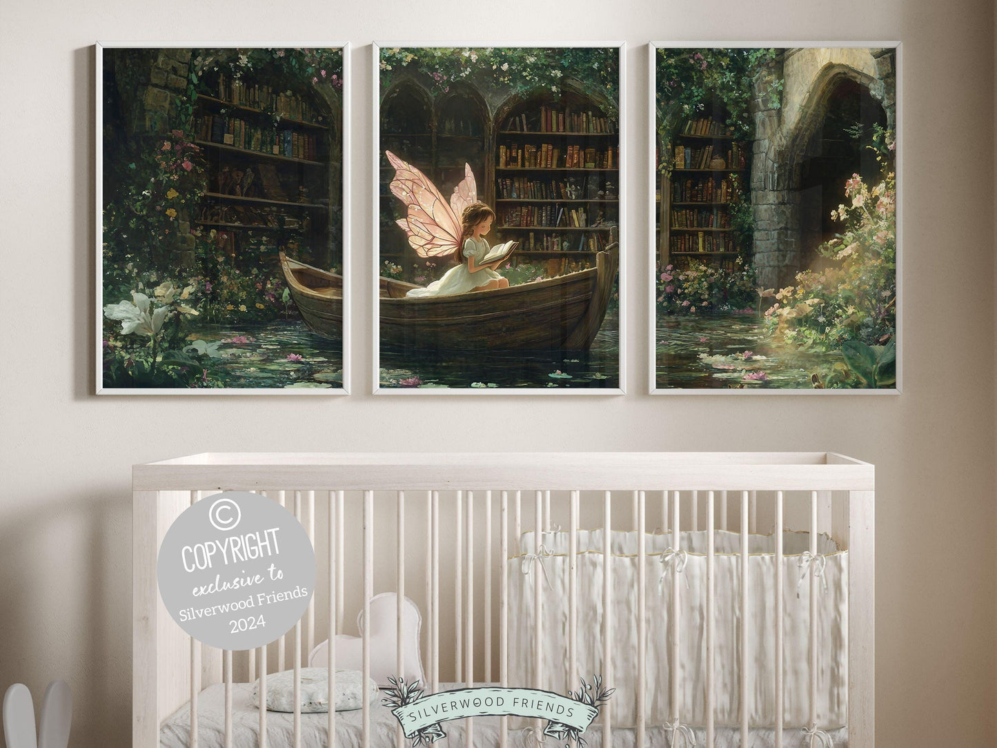 Fairy Nursery Prints, Fairy Nursery Decor, Whimsical Woodland Fairytale Nursery Wall Art, Fairycore Bookish Room Wall Decor Digital Prints