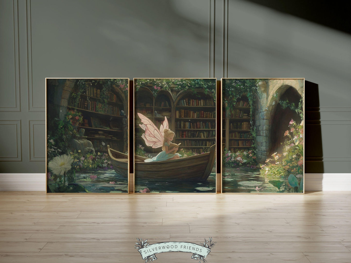 Fairy Nursery Prints, Fairy Nursery Decor, Whimsical Woodland Fairytale Nursery Wall Art, Fairycore Bookish Room Wall Decor Digital Prints