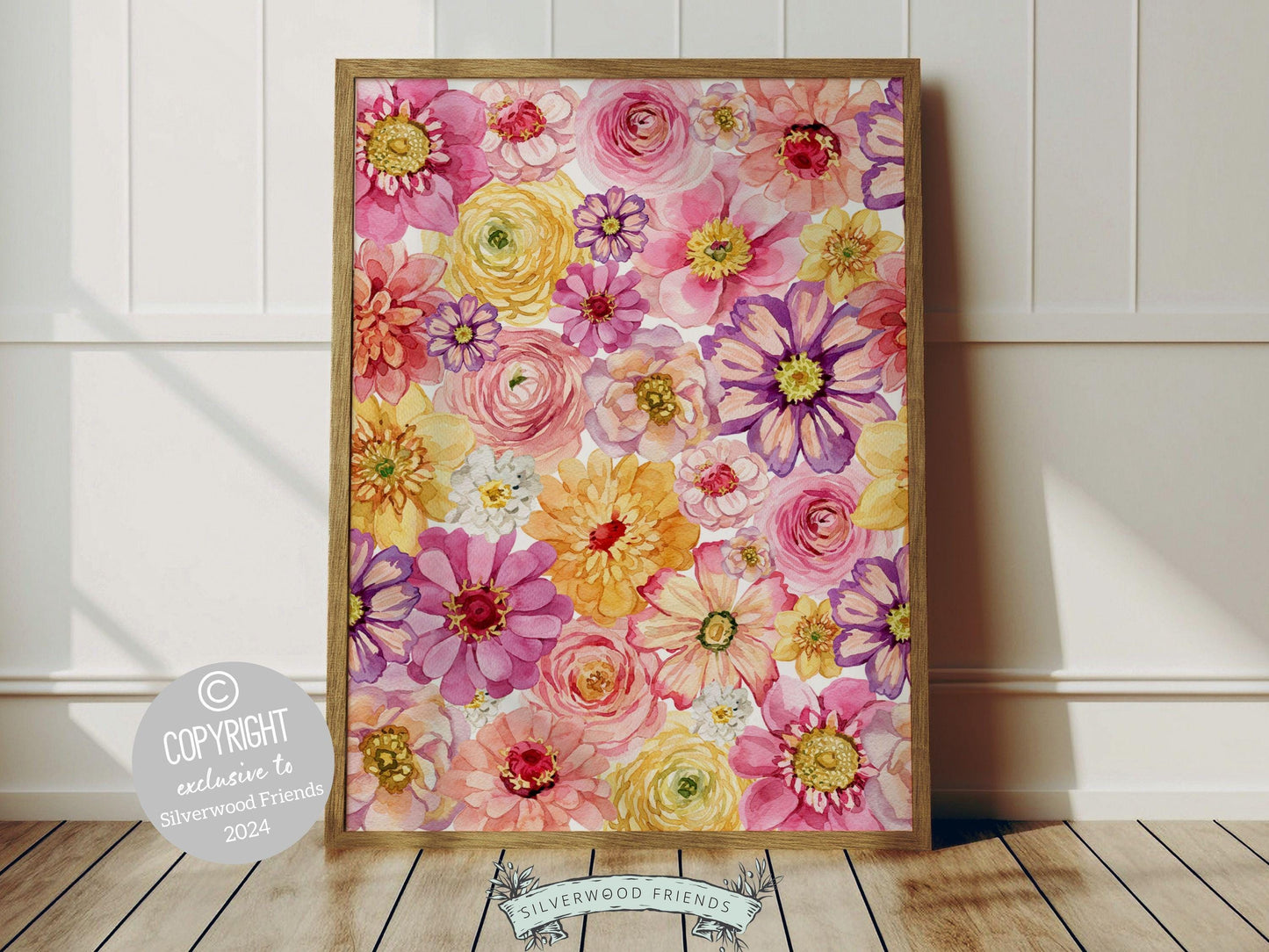 Wildflower Nursery Print with watercolor wildflower meadow flowers is perfect for your baby girl's wildflower nursery decor and also makes a unique baby shower gift. This print is part of our Pink Meadow Collection exclusive to Silverwood Friends