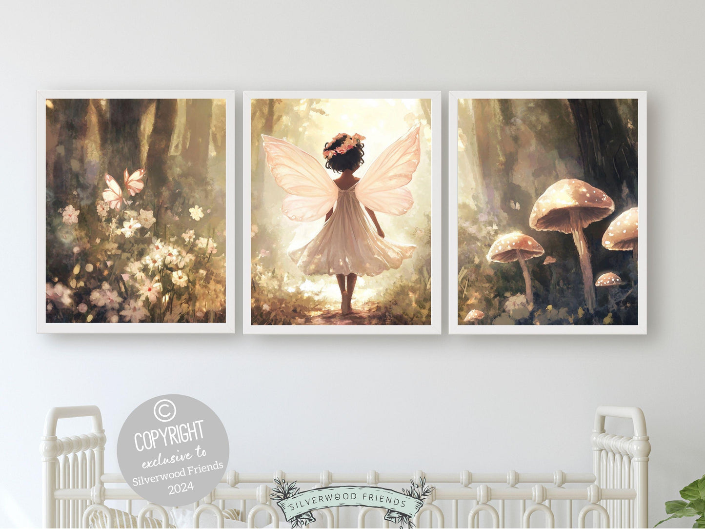 Fairy Nursery Print, African American Fairy Ballerina Nursery Decor, Woodland Nursery Wall Art Black Girl Fairytale Wall Decor Digital Print
