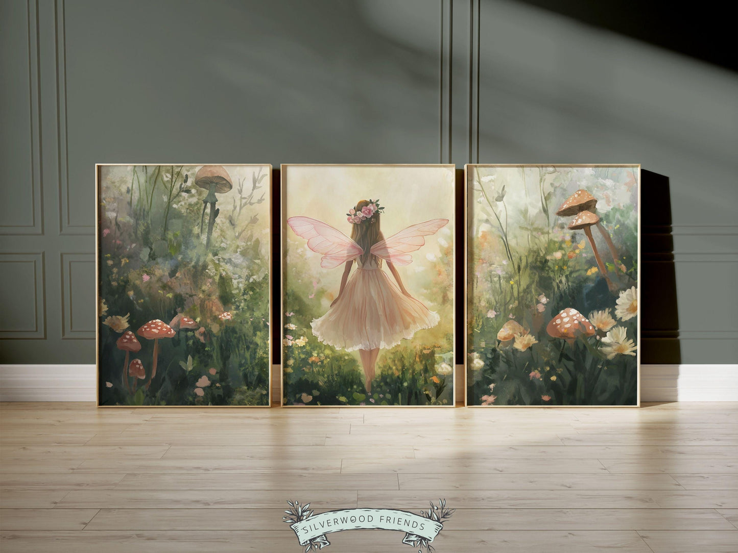 Fairy Nursery Prints, Fairy Ballerina Nursery Decor, Woodland Nursery Wall Art Baby Girl Fairytale Princess Nursery Wall Decor Digital Print