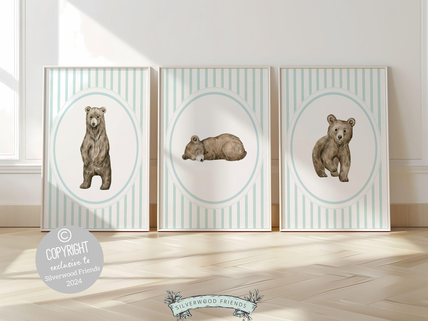 Baby Bear Nursery Prints, Baby Boy Sage Green Woodland Bear Nursery Decor, Teddy Bear Nursery Wall Art, Boys Woodland Nursery Digital Prints