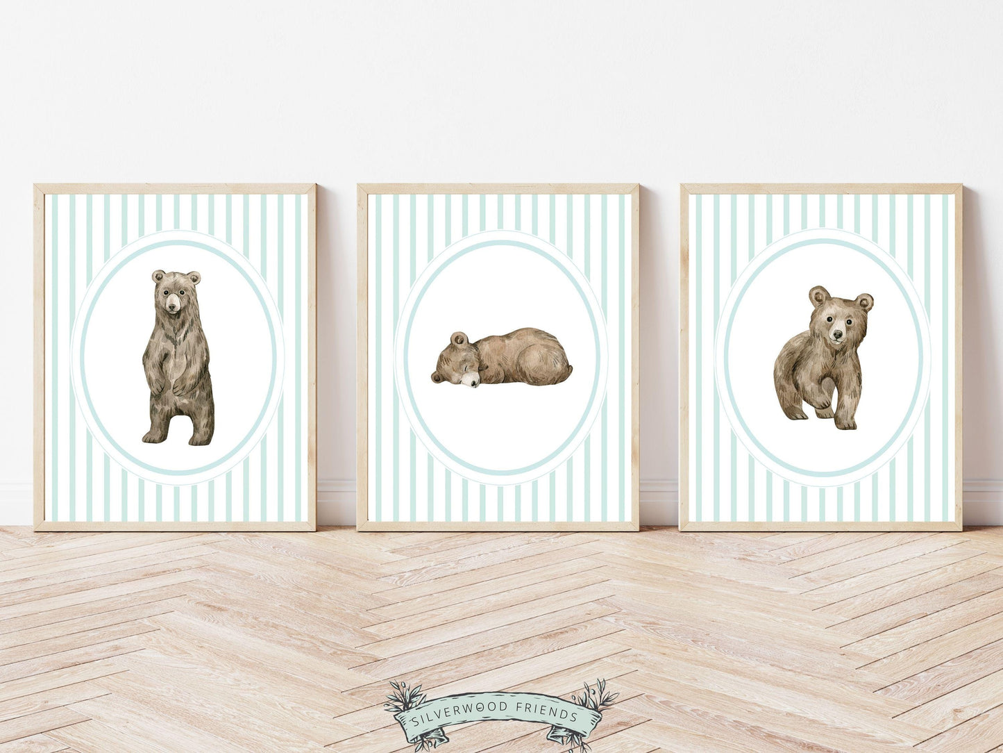 Baby Bear Nursery Prints, Baby Boy Sage Green Woodland Bear Nursery Decor, Teddy Bear Nursery Wall Art, Boys Woodland Nursery Digital Prints
