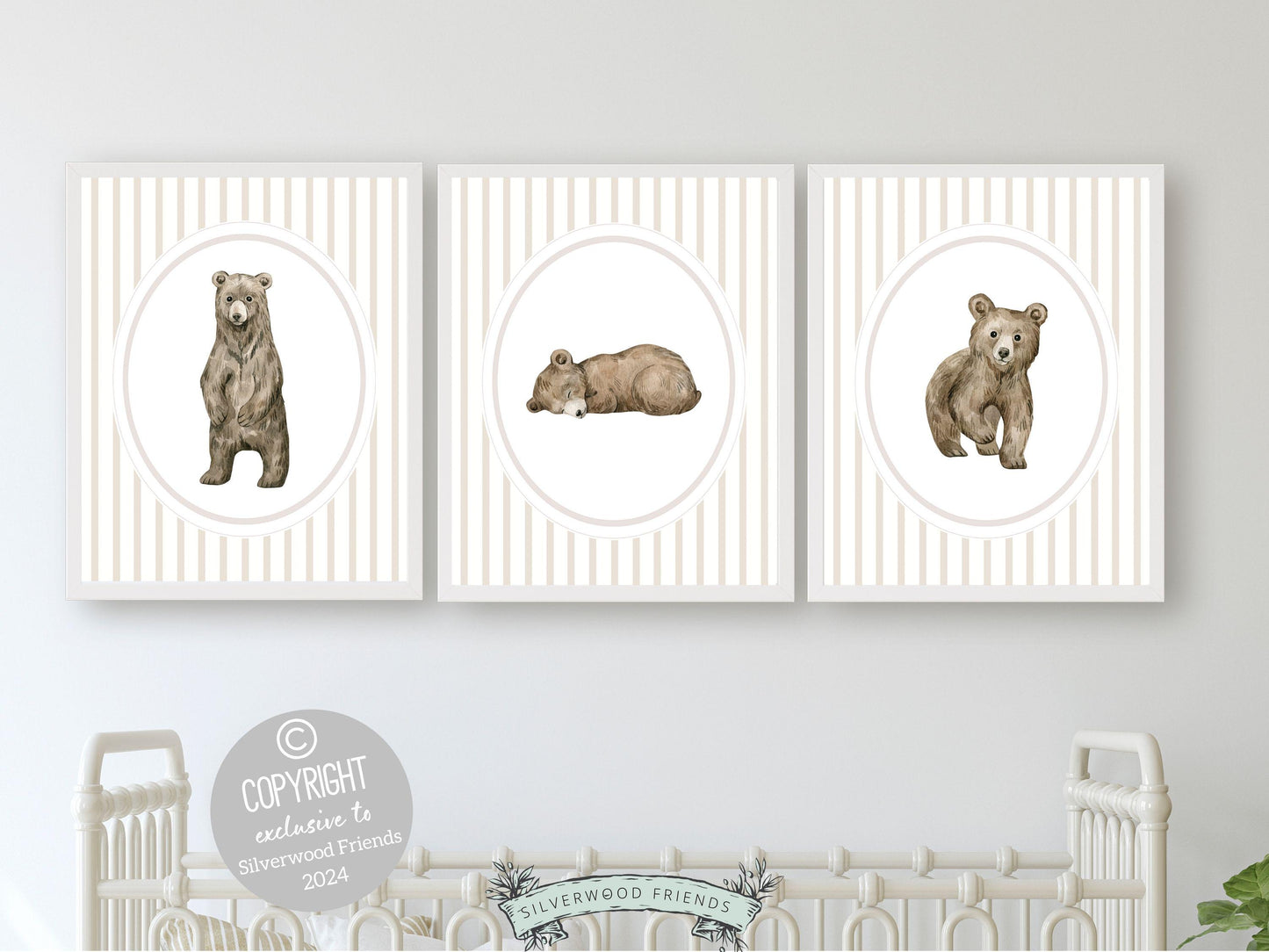 Baby Bear Nursery Prints, Baby Boy Beige Brown Woodland Bear Nursery Decor, Teddy Bear Nursery Wall Art Unisex Neutral Nursery Digital Print