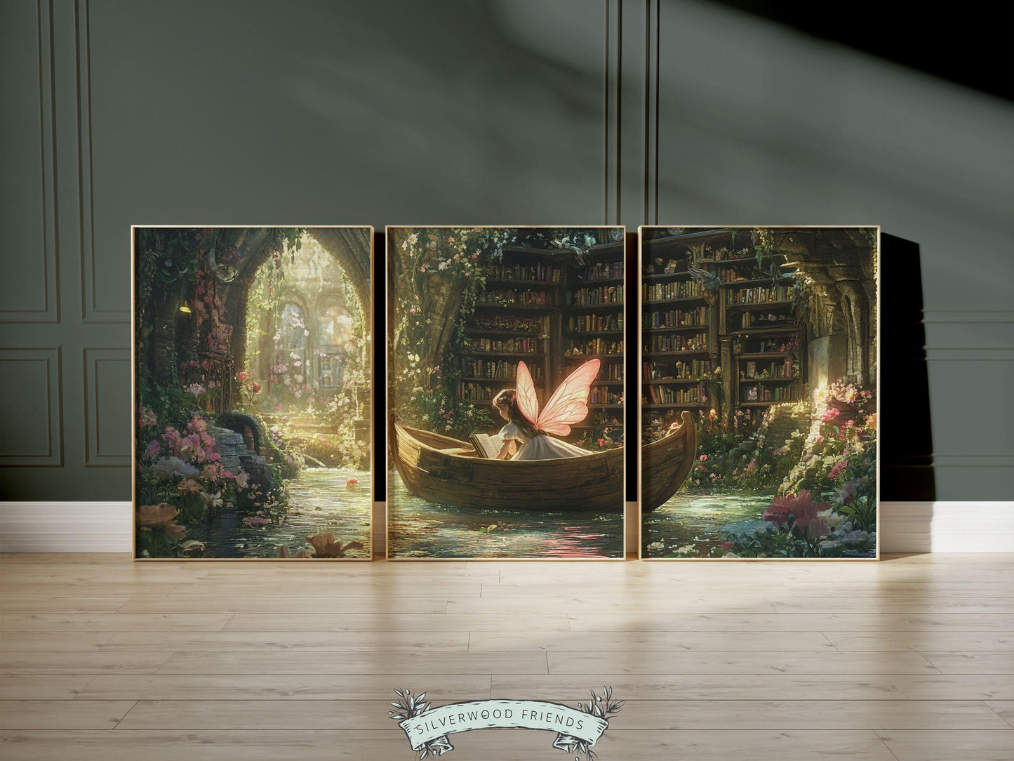 Whimsical Fairy Nursery Prints, Fairy Nursery Decor, Whimsical Woodland Fairytale Nursery Wall Art, Fairycore Book Room Decor Digital Prints