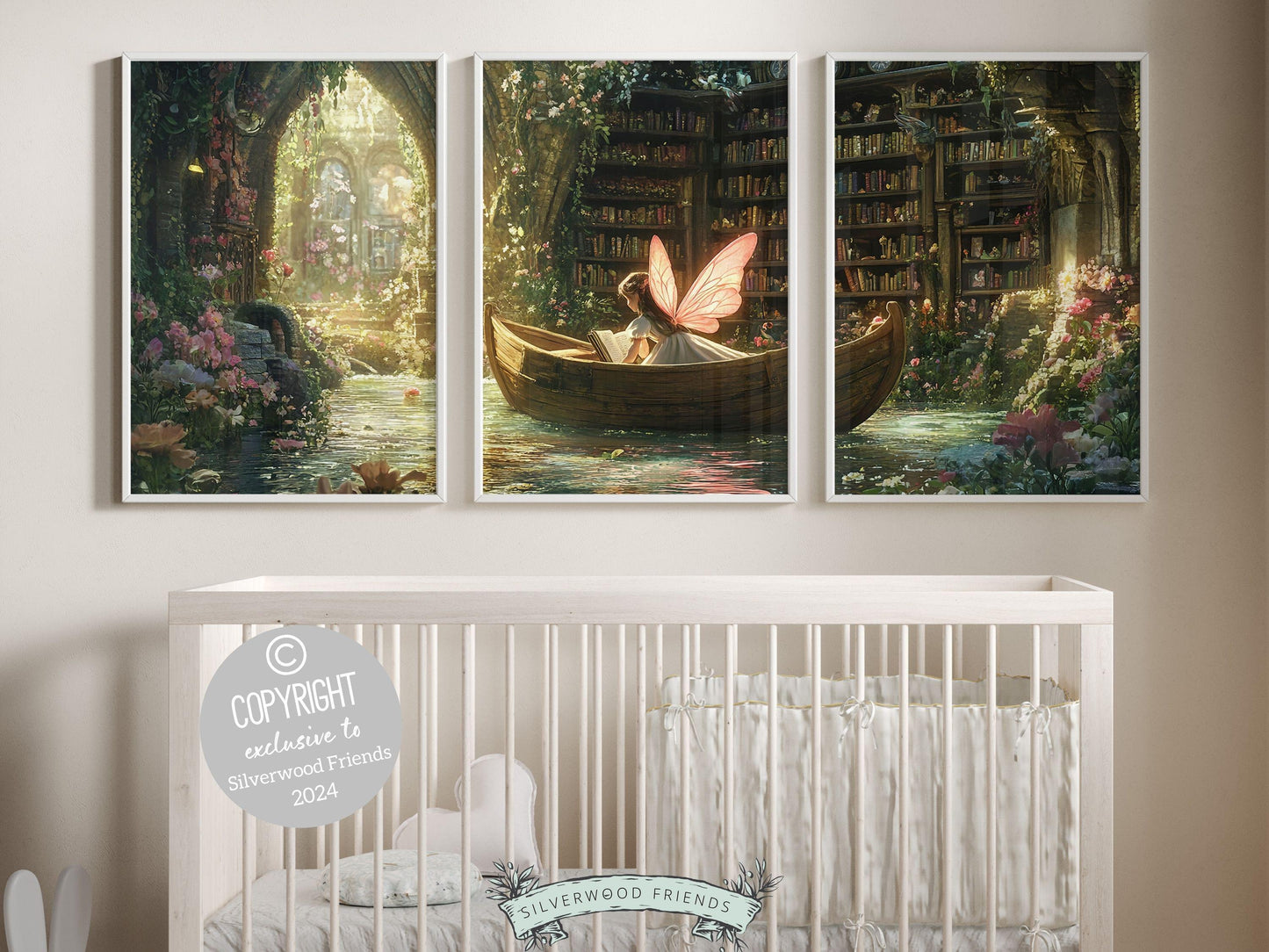 Whimsical Fairy Nursery Prints, Fairy Nursery Decor, Whimsical Woodland Fairytale Nursery Wall Art, Fairycore Book Room Decor Digital Prints
