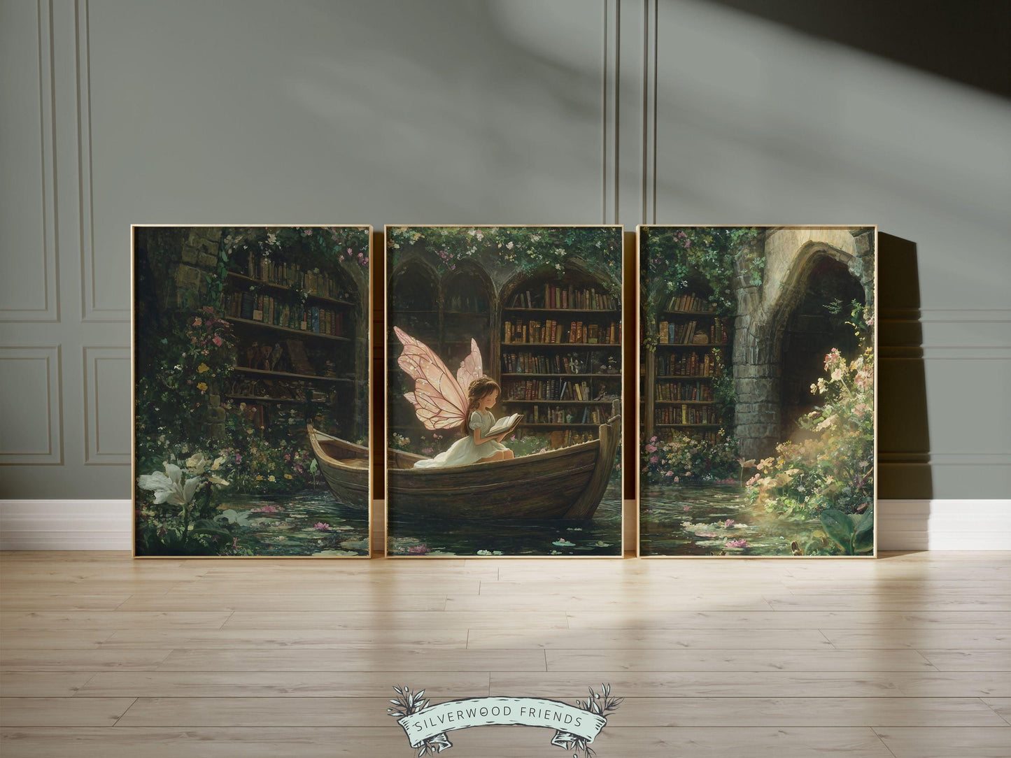 Fairy Nursery Prints, Fairy Nursery Decor, Whimsical Woodland Fairytale Nursery Wall Art, Fairycore Bookish Room Wall Decor Digital Prints