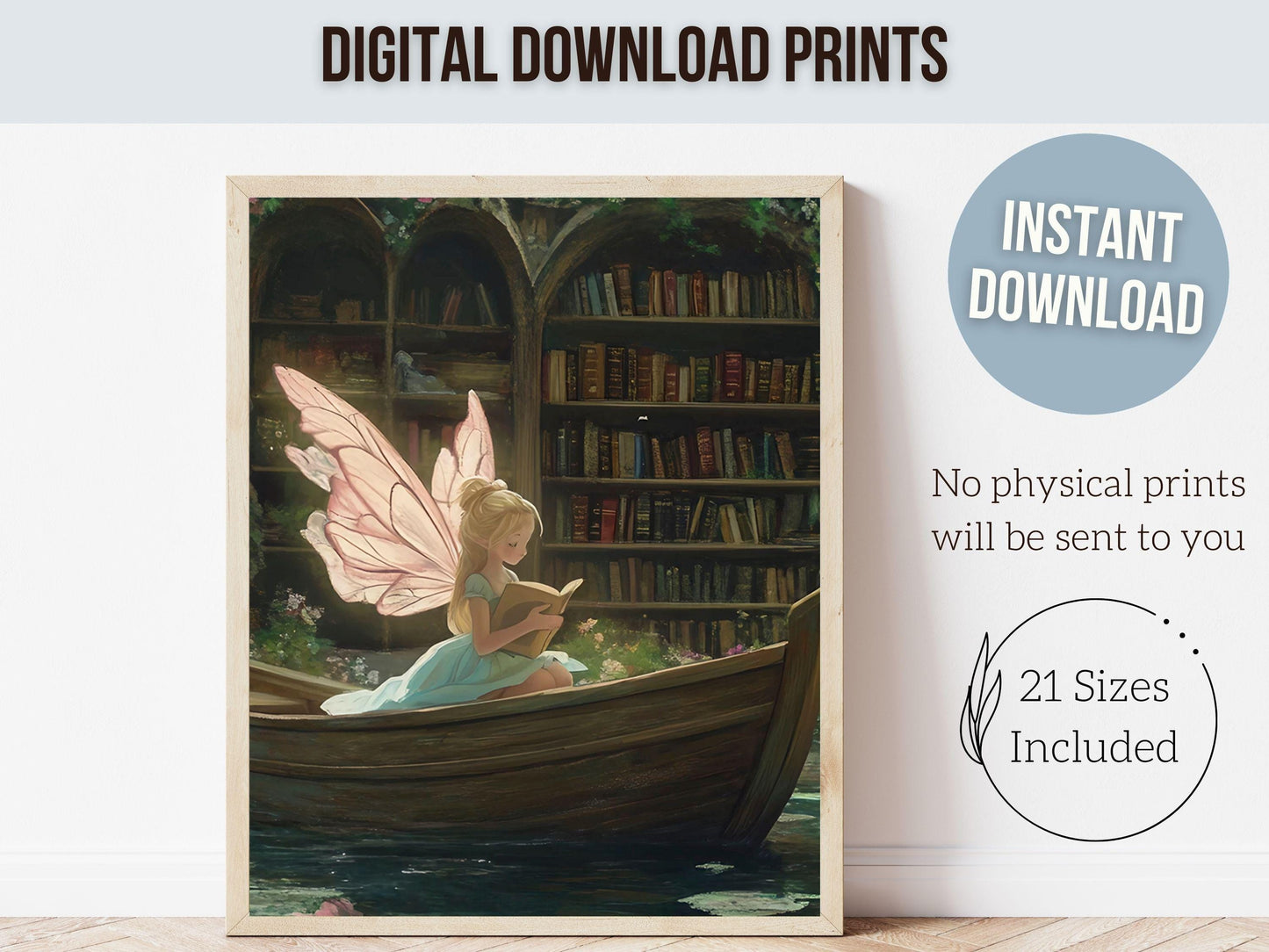 Fairy Nursery Prints, Fairy Nursery Decor, Whimsical Woodland Fairytale Nursery Wall Art, Fairycore Bookish Room Wall Decor Digital Prints