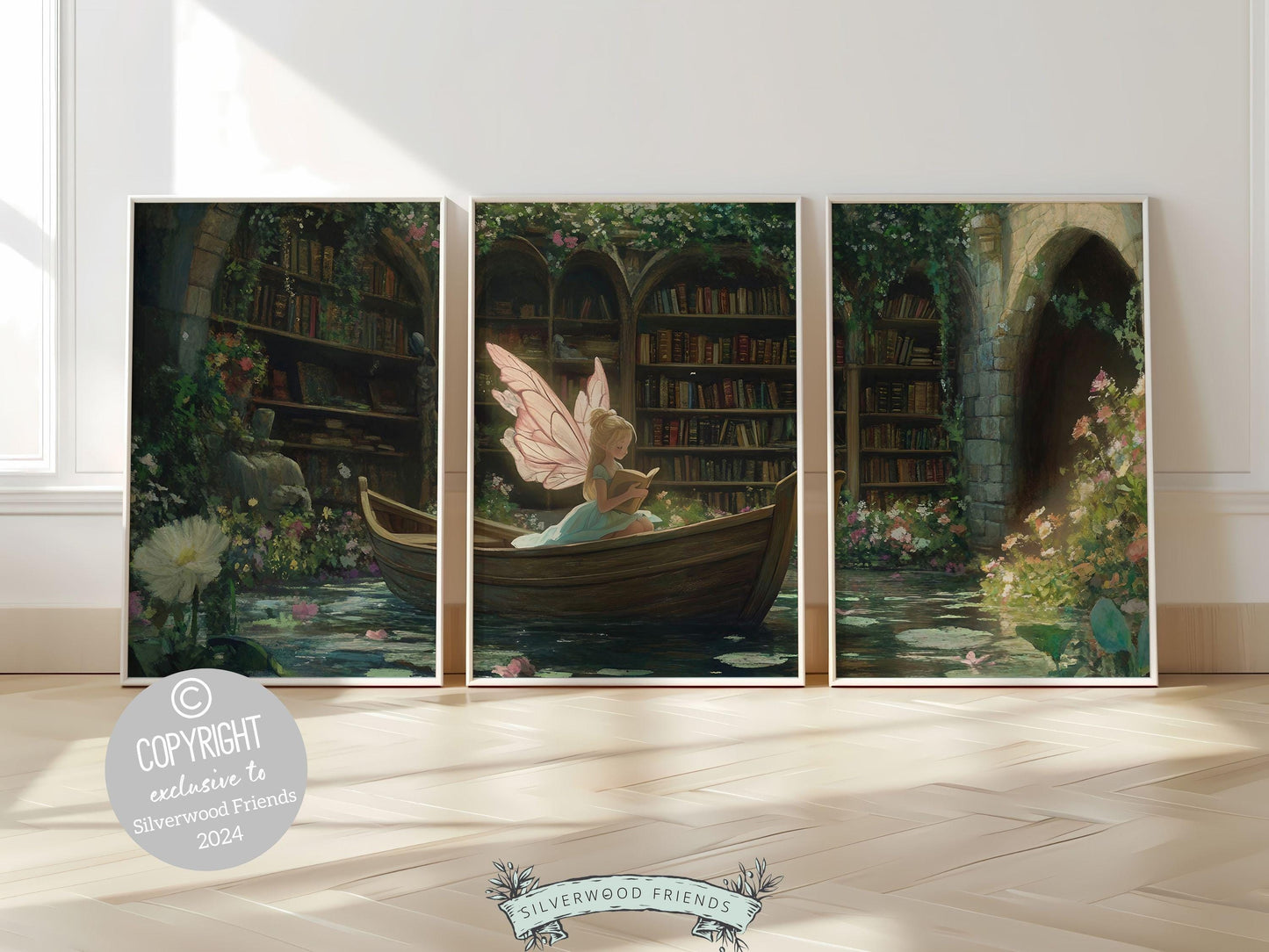 Fairy Nursery Prints, Fairy Nursery Decor, Whimsical Woodland Fairytale Nursery Wall Art, Fairycore Bookish Room Wall Decor Digital Prints