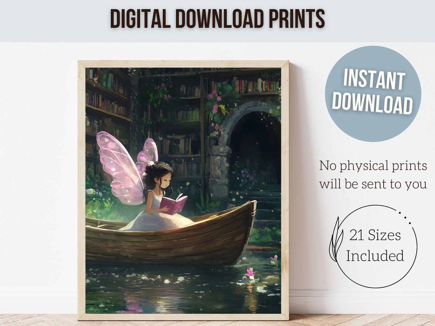 Fairy Nursery Prints, Fairy Nursery Decor, Whimsical Woodland Fairytale Nursery Wall Art, Fairycore Room Bookish Wall Decor Digital Print