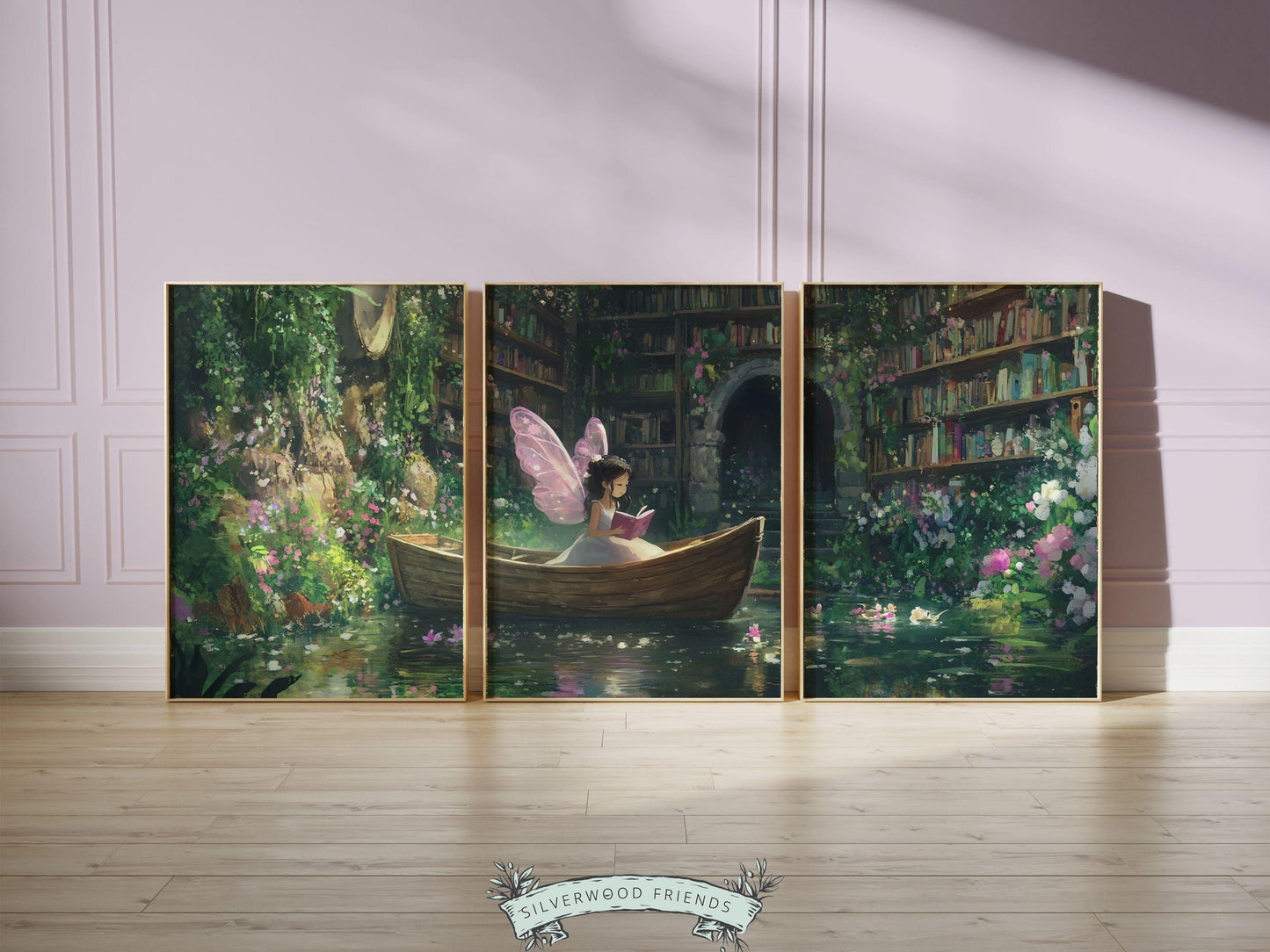 Fairy Nursery Prints, Fairy Nursery Decor, Whimsical Woodland Fairytale Nursery Wall Art, Fairycore Room Bookish Wall Decor Digital Print