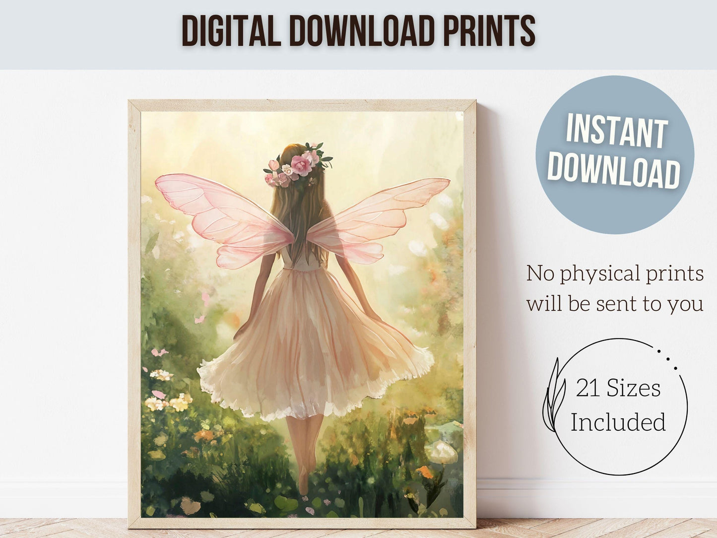 Fairy Nursery Prints, Fairy Ballerina Nursery Decor, Woodland Nursery Wall Art Baby Girl Fairytale Princess Nursery Wall Decor Digital Print