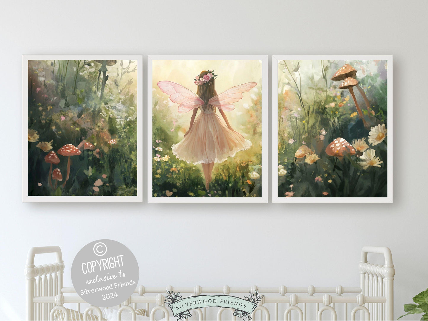 Fairy Nursery Prints, Fairy Ballerina Nursery Decor, Woodland Nursery Wall Art Baby Girl Fairytale Princess Nursery Wall Decor Digital Print