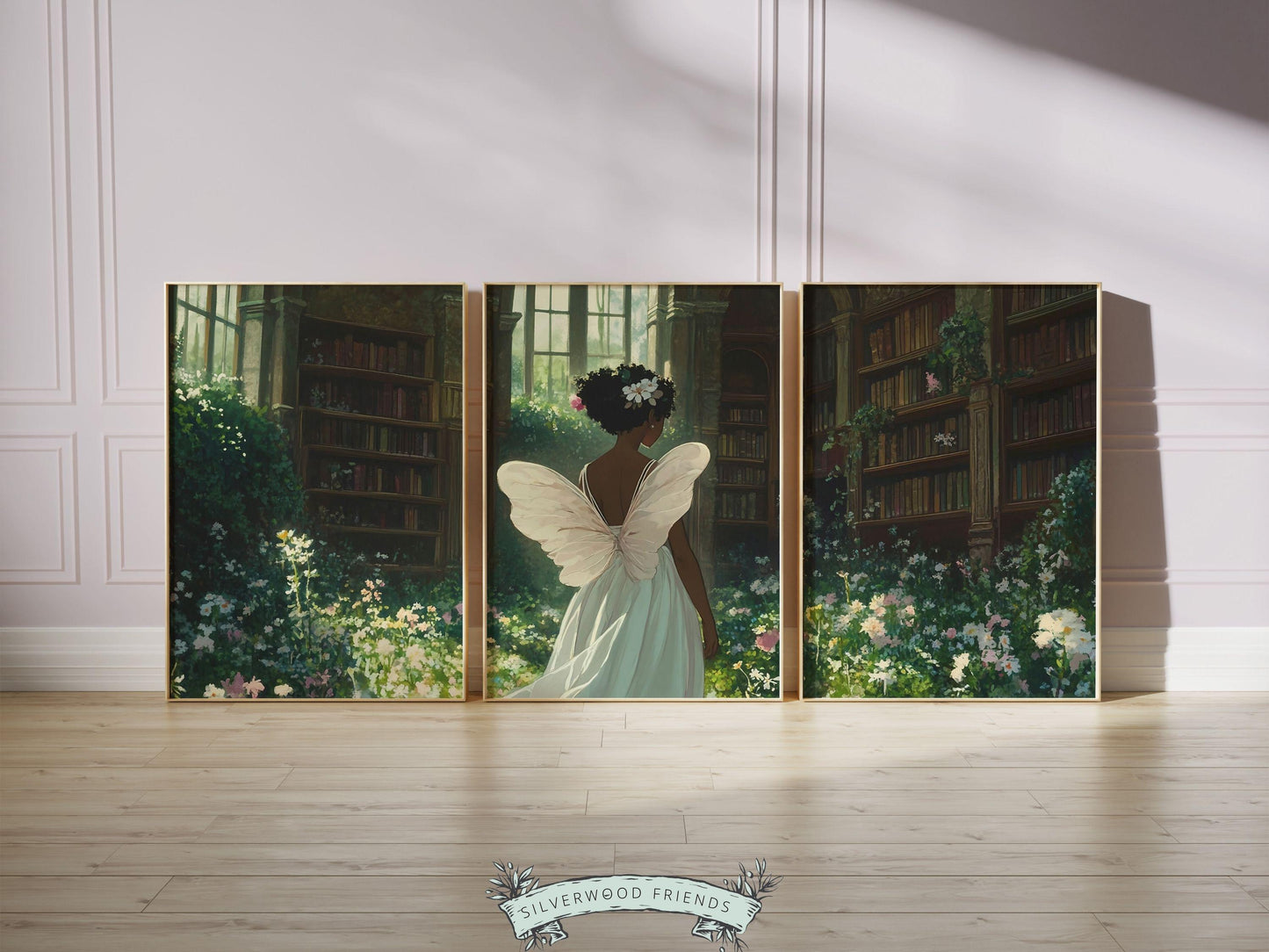 Black Girl Fairy Prints, African American Fairy Ballerina Nursery Wall Art Decor, Black Girl Fairytale Reading Nook Wall Decor Digital Print