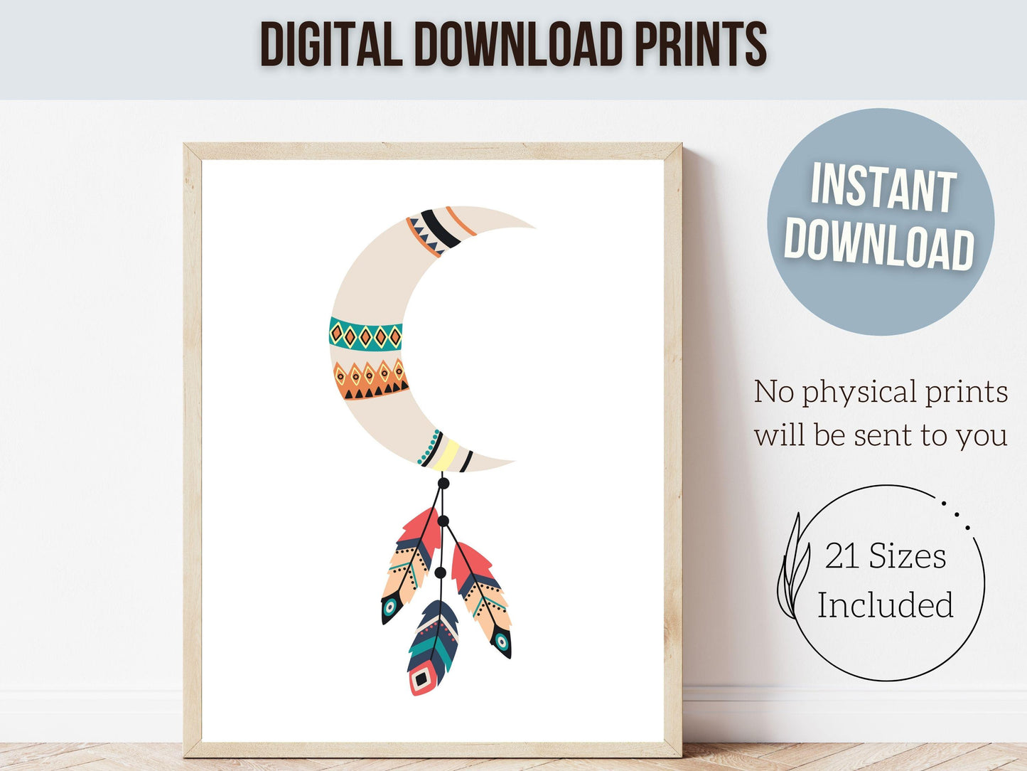 Tribal Nursery Prints, Boho Western Nursery Decor, Toddler Folk Room Decor, Kids Room Wall Decor, Feather Dreamcatcher Nursery Digital Print