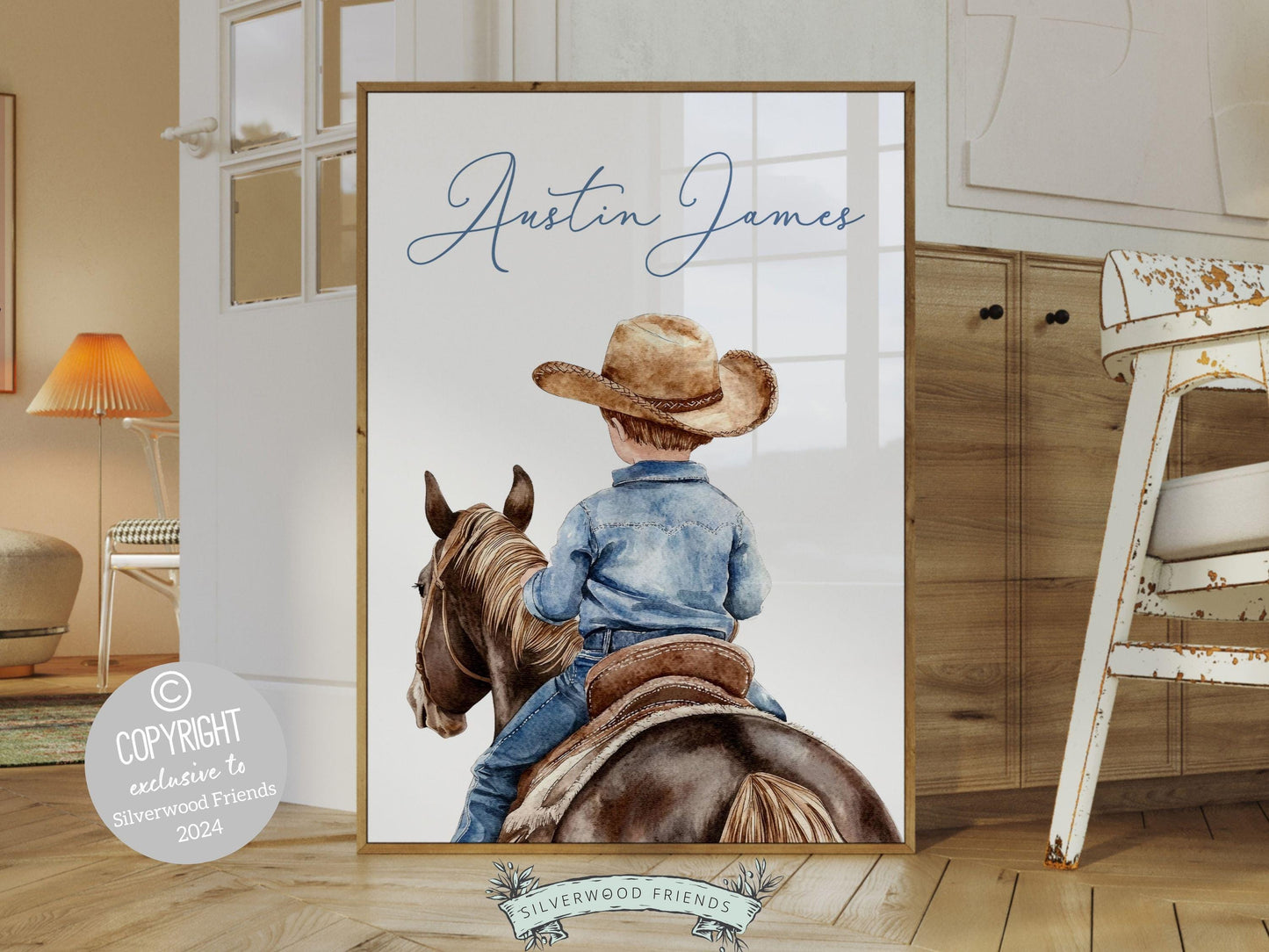Cowboy Nursery Print, Cowboy Nursery Decor, Baby Boys Western Nursery Decor, Little Boy Cowboy Horse Riding Nursery Wall Art Digital Print