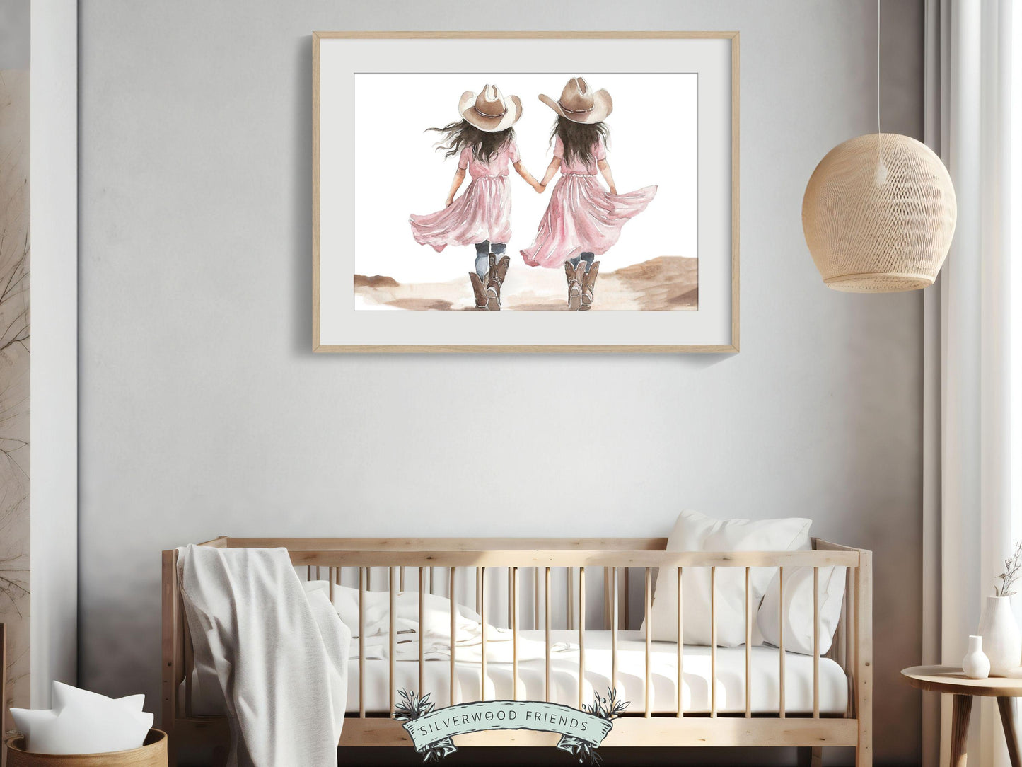 Cowgirl Nursery Print, Cowgirl Nursery Decor, Baby Girls Western Nursery Decor, Little Cowgirl Twin Sisters Nursery Wall Art Digital Print