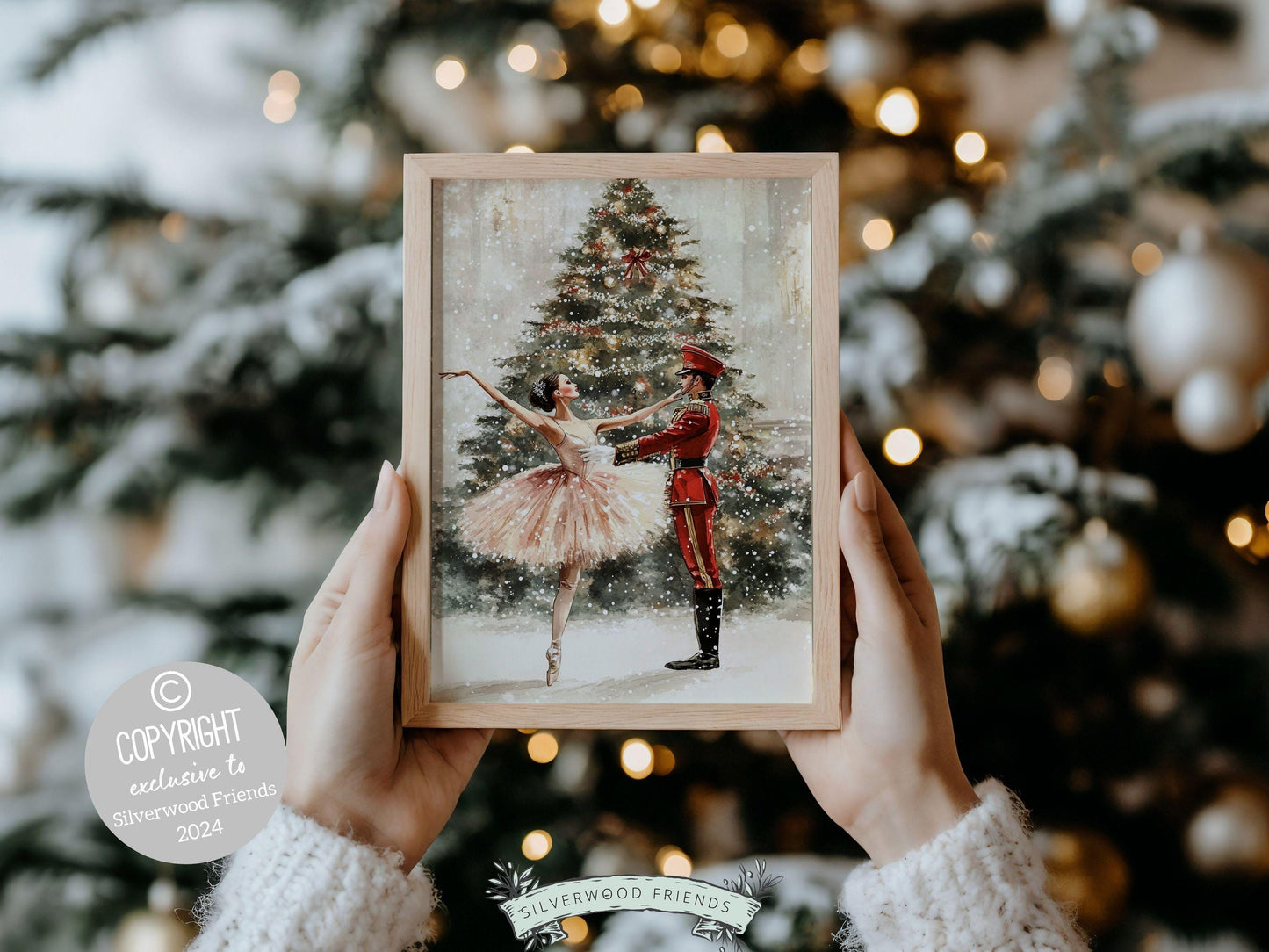 Nutcracker Ballet Christmas Print, Ballerina Christmas Printable Wall Art, Festive Christmas Holiday Decor, Vintage Christmas Digital Print
