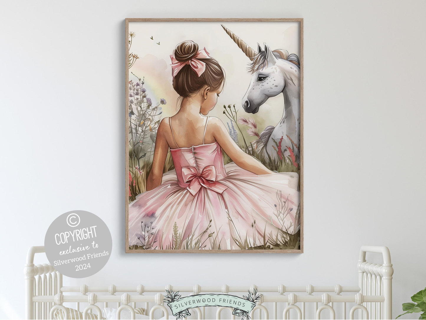 Baby Girl Unicorn Nursery Print, Unicorn Ballerina Nursery Decor, Wildflower Nursery Wall Art, Floral Ballet Fantasy Nursery Digital Print