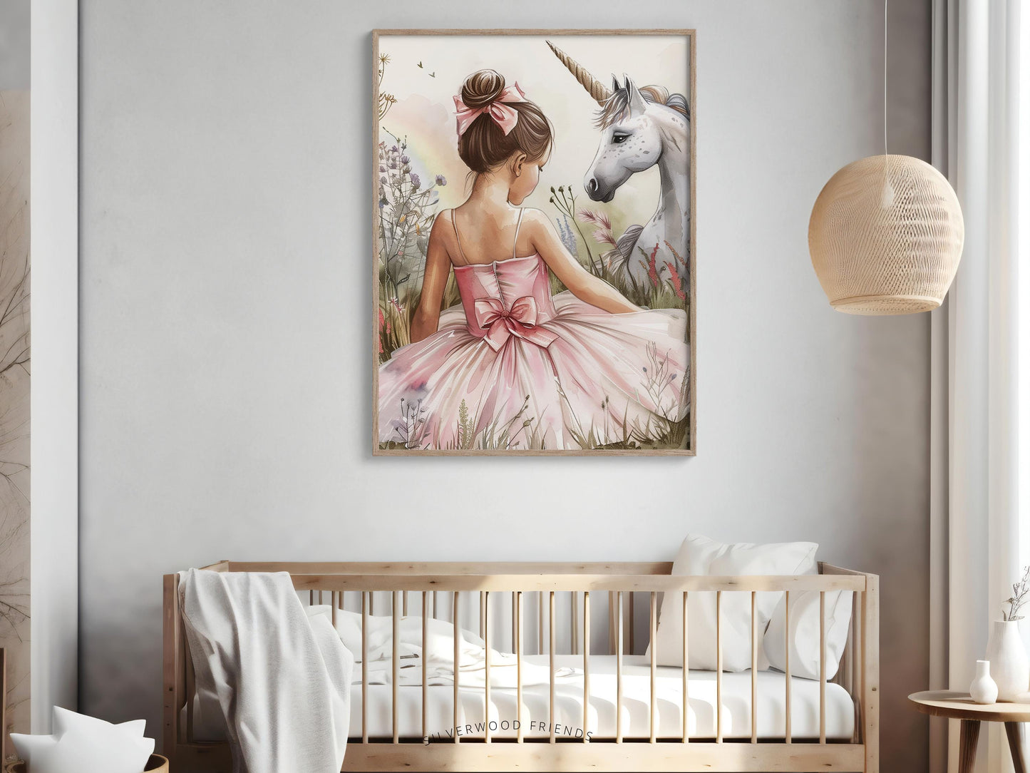 Baby Girl Unicorn Nursery Print, Unicorn Ballerina Nursery Decor, Wildflower Nursery Wall Art, Floral Ballet Fantasy Nursery Digital Print