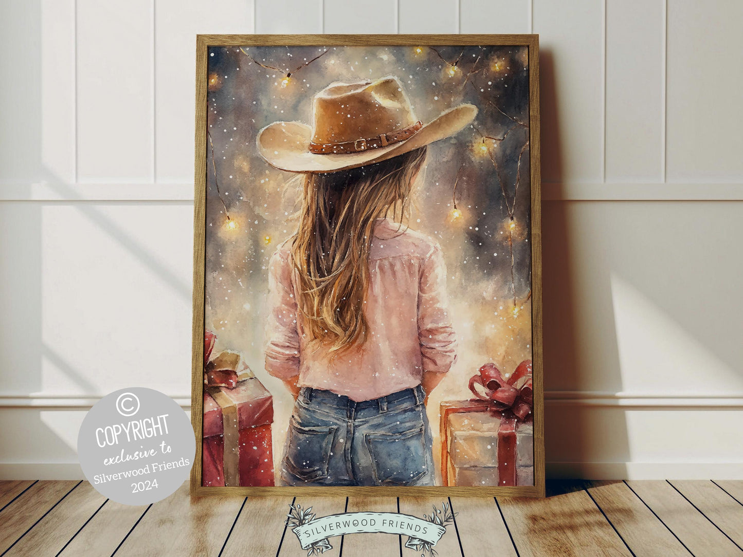 Cowgirl Christmas Print, Cowgirl Nursery Decor, Baby Girl Western Christmas Nursery Decor, Western Cowgirl Christmas Keepsake Digital Print