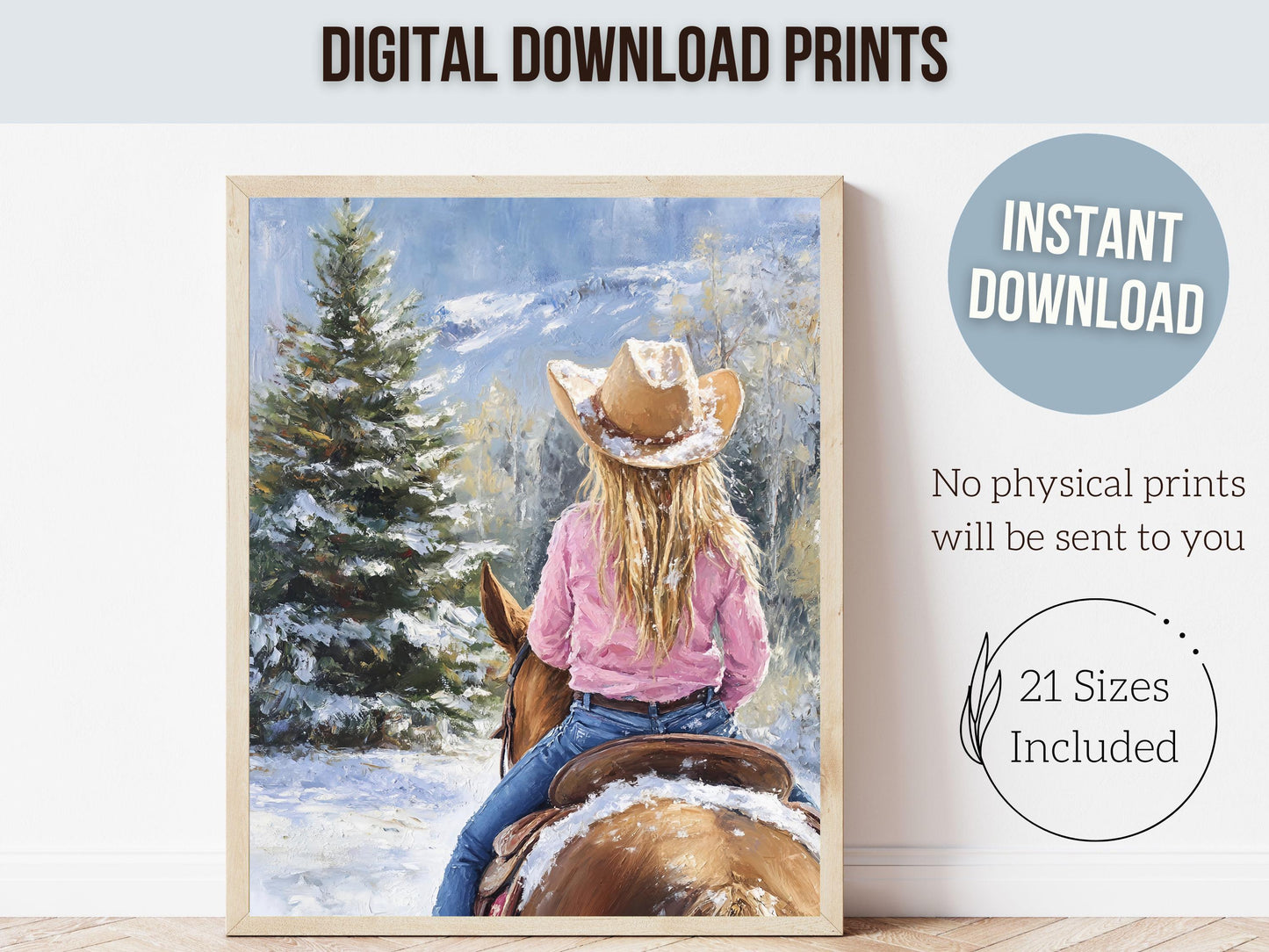 Horse Riding Christmas Wall Art, Western Cowgirl Horse Nursery Decor, Farmhouse Cozy Christmas Decor, Western Holiday Wall Art Digital Print