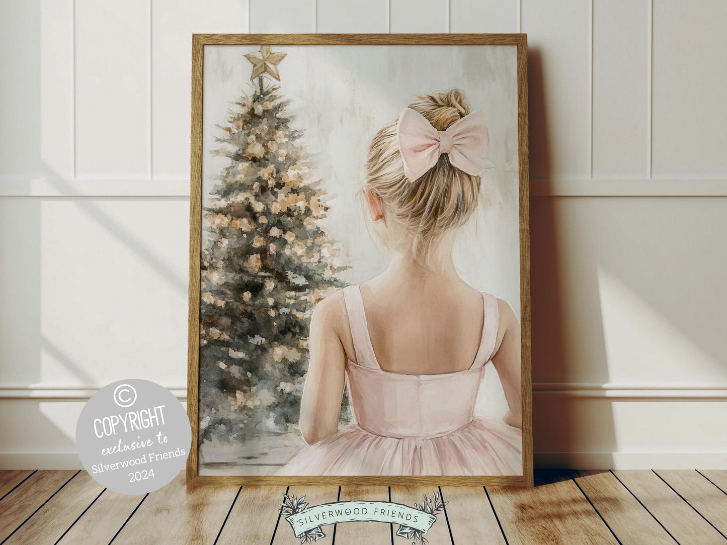 Turn your baby girl's nursery into a realm of Christmas enchantment with our captivating Ballet Christmas Print. Perfect for a ballet themed bedroom this print evoke dreams of graceful twirls and elegant pirouettes