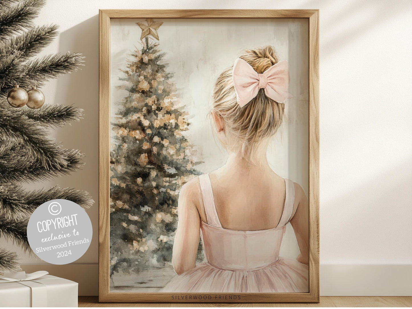 Baby Girls Ballet Nursery Print, Ballerina Nursery Decor, Kids Christmas Printable Wall Art, Girls Pink Princess Wall Decor Digital Print