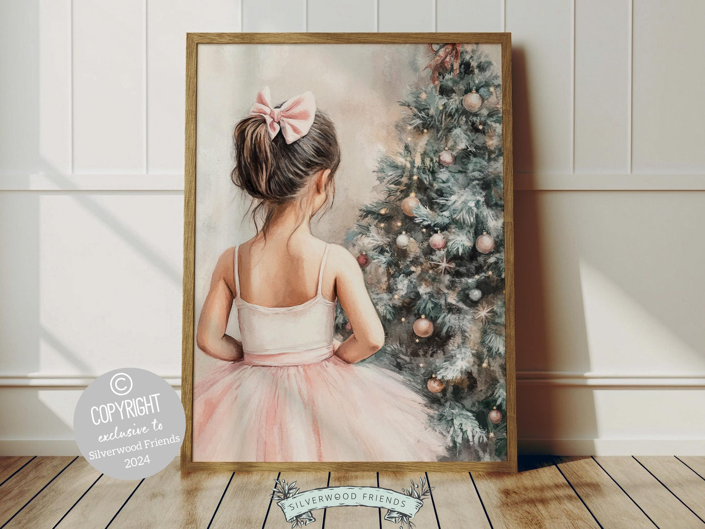 Transform your baby girl's nursery into a festive wonderland with our charming Ballet Christmas Print. Perfect for a ballet-themed bedroom, this design inspires dreams of elegant pirouettes and graceful twirls