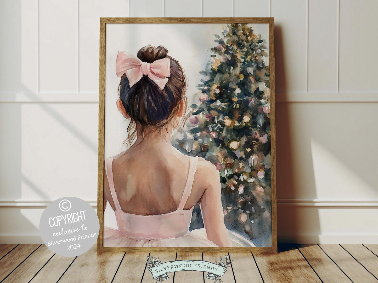 Transform your baby girl's nursery into a festive wonderland with our charming Ballet Christmas Print. Perfect for a ballet-themed bedroom, this design inspires dreams of elegant pirouettes and graceful twirls