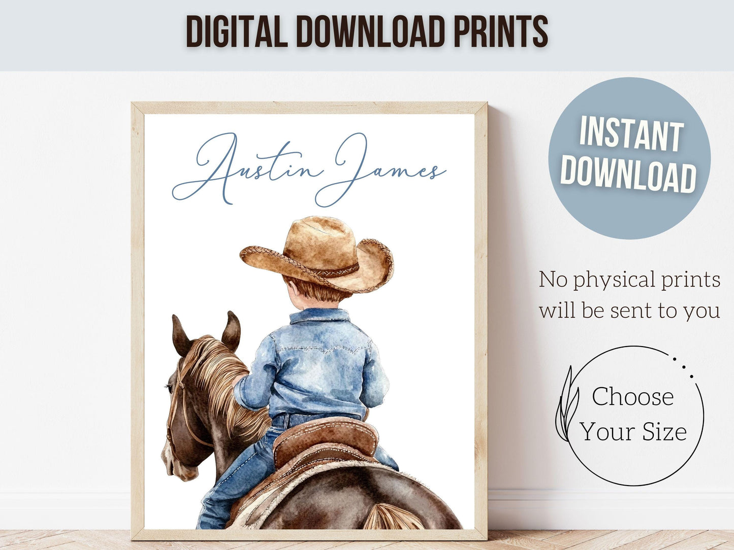 Cowboy Nursery Print, Cowboy Nursery Decor, Baby Boys Western Nursery Decor, Little Boy Cowboy Horse Riding Nursery Wall Art Digital Print