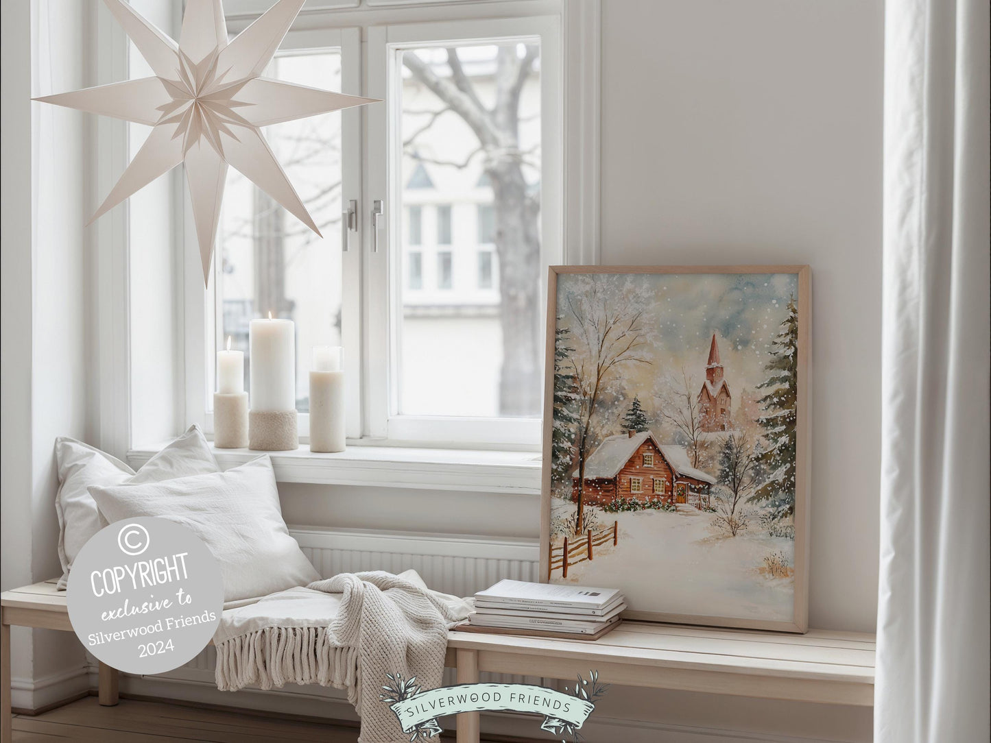 Vintage Christmas Print, Winter Christmas Forest Wall Art Printables, Christmas Holiday Decor, Rustic Winter Farmhouse Decor Digital Print