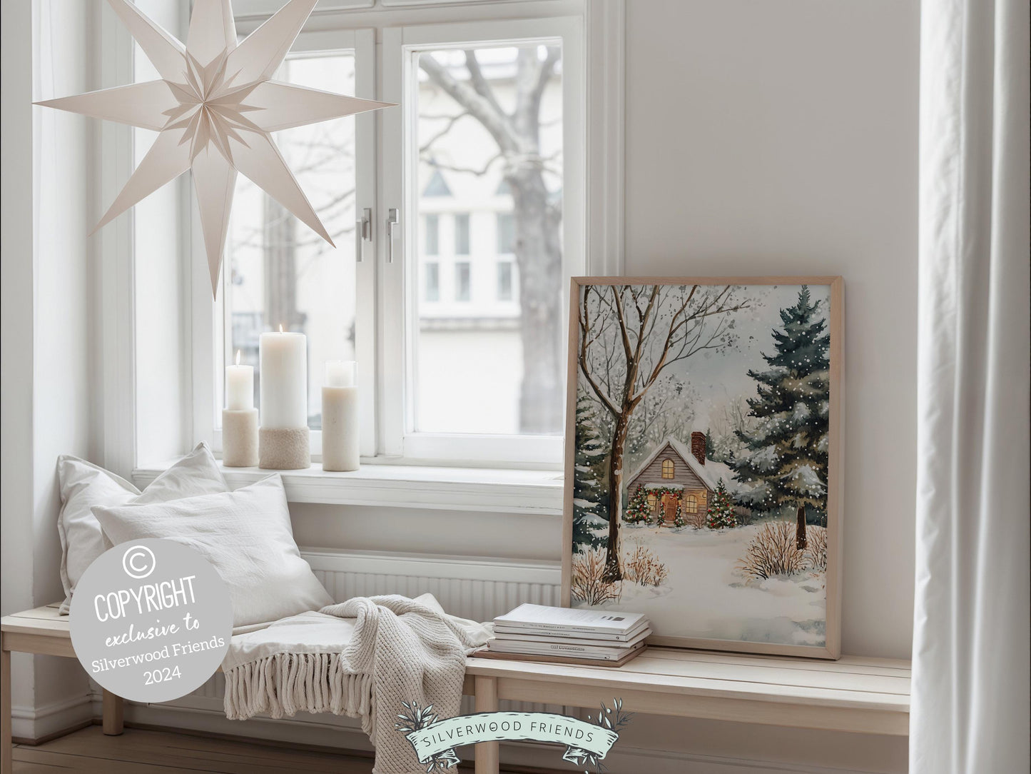 Christmas Farmhouse Print, Winter Christmas Forest Wall Art Printables, Christmas Holiday Decor, Rustic Winter Farmhouse Decor Digital Print