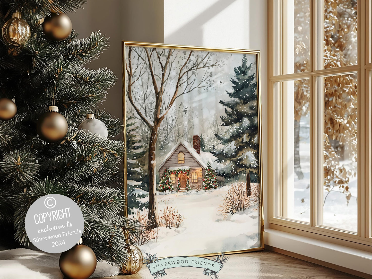Christmas Farmhouse Print, Winter Christmas Forest Wall Art Printables, Christmas Holiday Decor, Rustic Winter Farmhouse Decor Digital Print