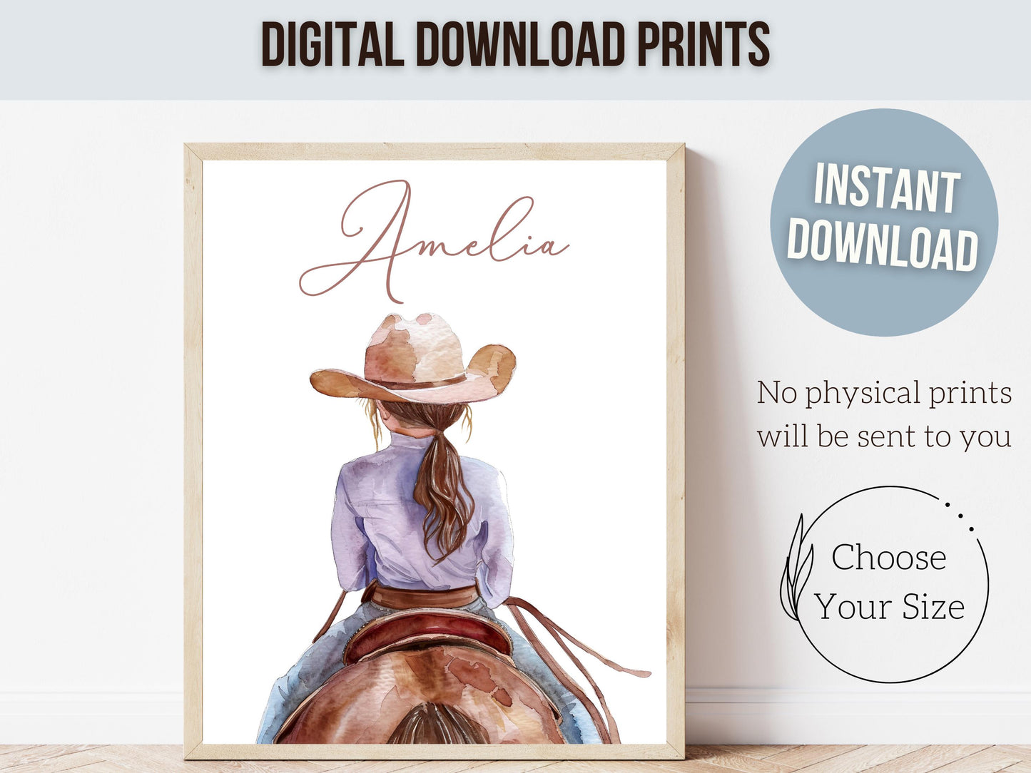 Cowgirl Horse Nursery Print, Cowgirl Horse Nursery Decor, Baby Girl Western Nursery Decor, Horse Girl Nursery Name Wall Art Digital Print