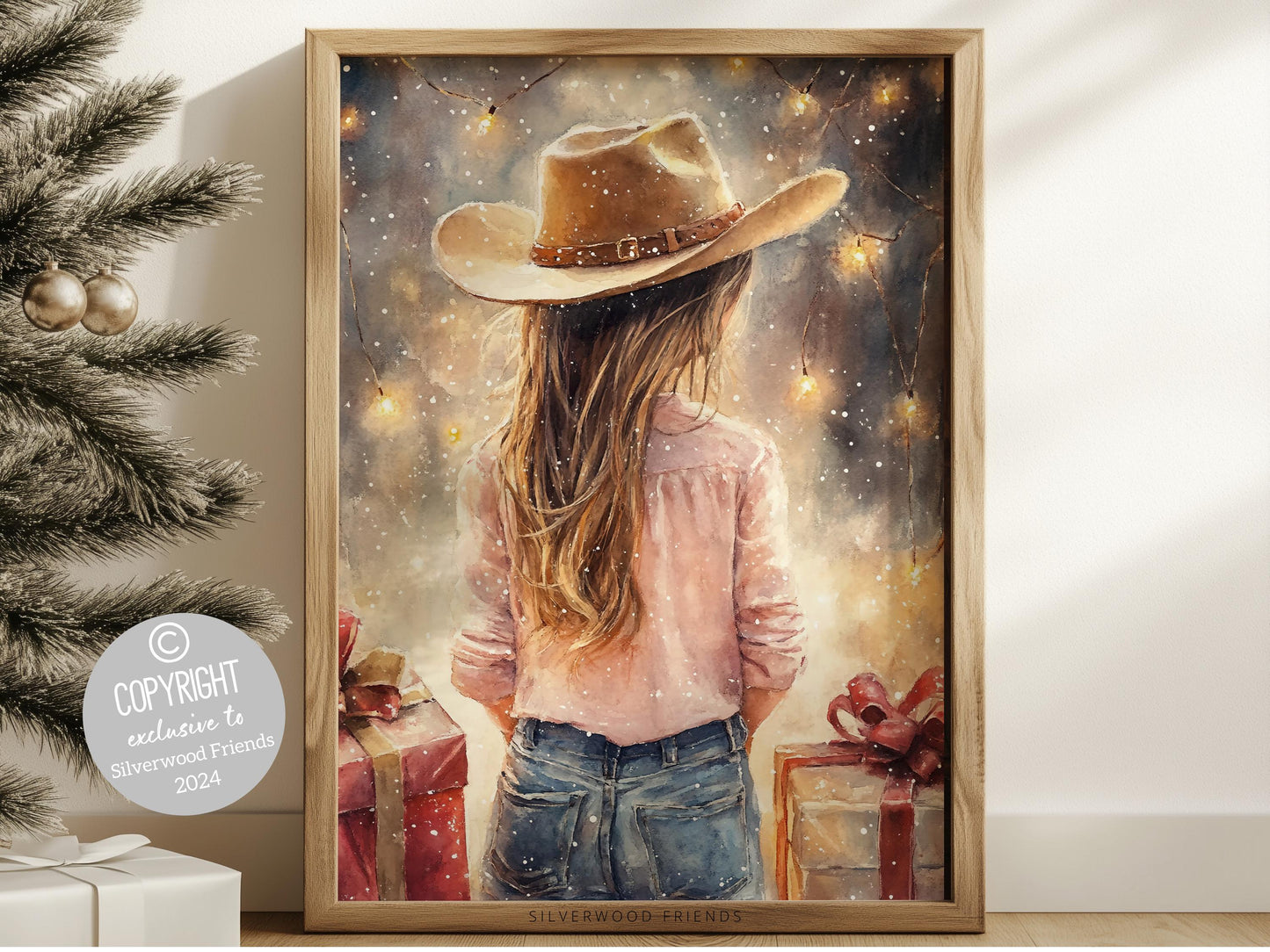 Cowgirl Christmas Print, Cowgirl Nursery Decor, Baby Girl Western Christmas Nursery Decor, Western Cowgirl Christmas Keepsake Digital Print
