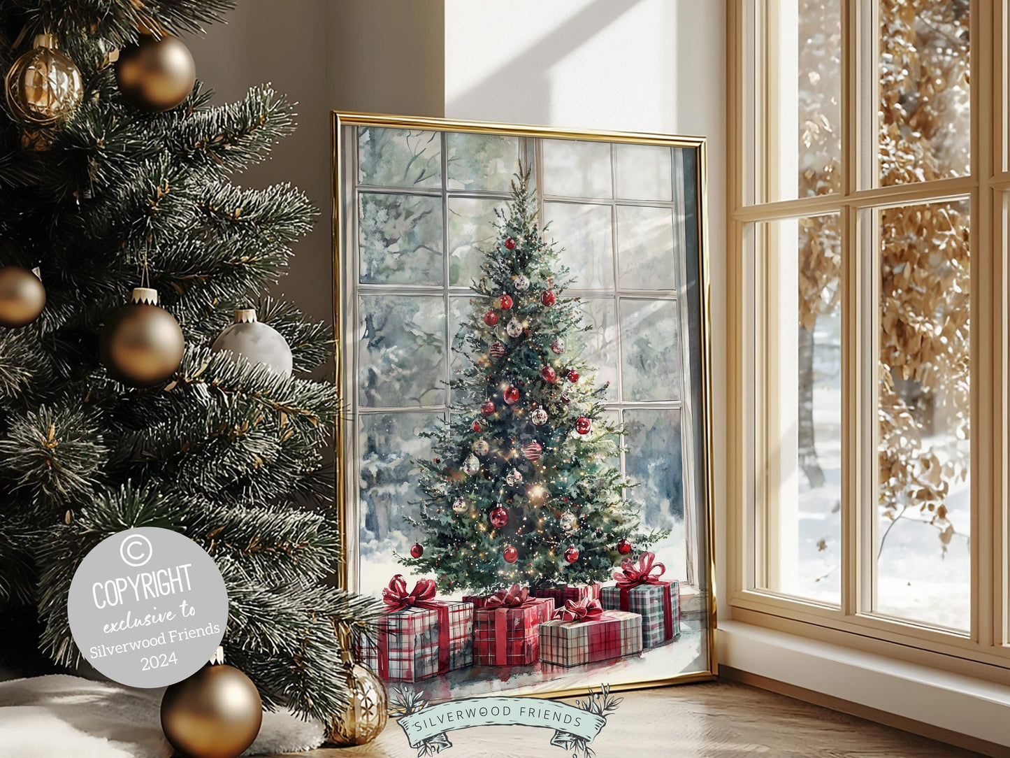 Christmas Tree Print, Christmas Tree Wall Art, Christmas Farmhouse Holiday Decor Printables, Seasonal Festive Decor, Xmas Tree Digital Print